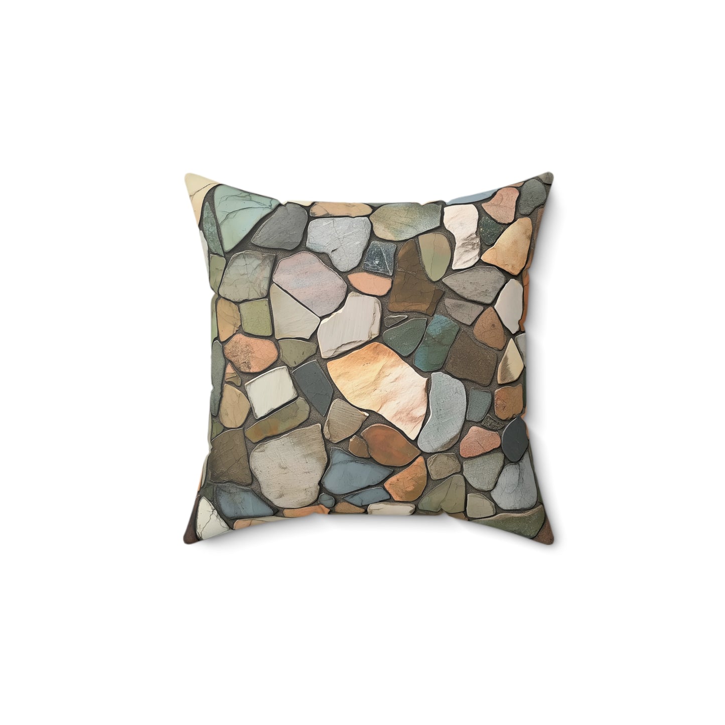 Natural Stone Patterned Decorative Pillow, Cozy Home Decor, Bohemian Accent Cushion, Gift for Homeowners, Seasonal Decor, Zen Decor