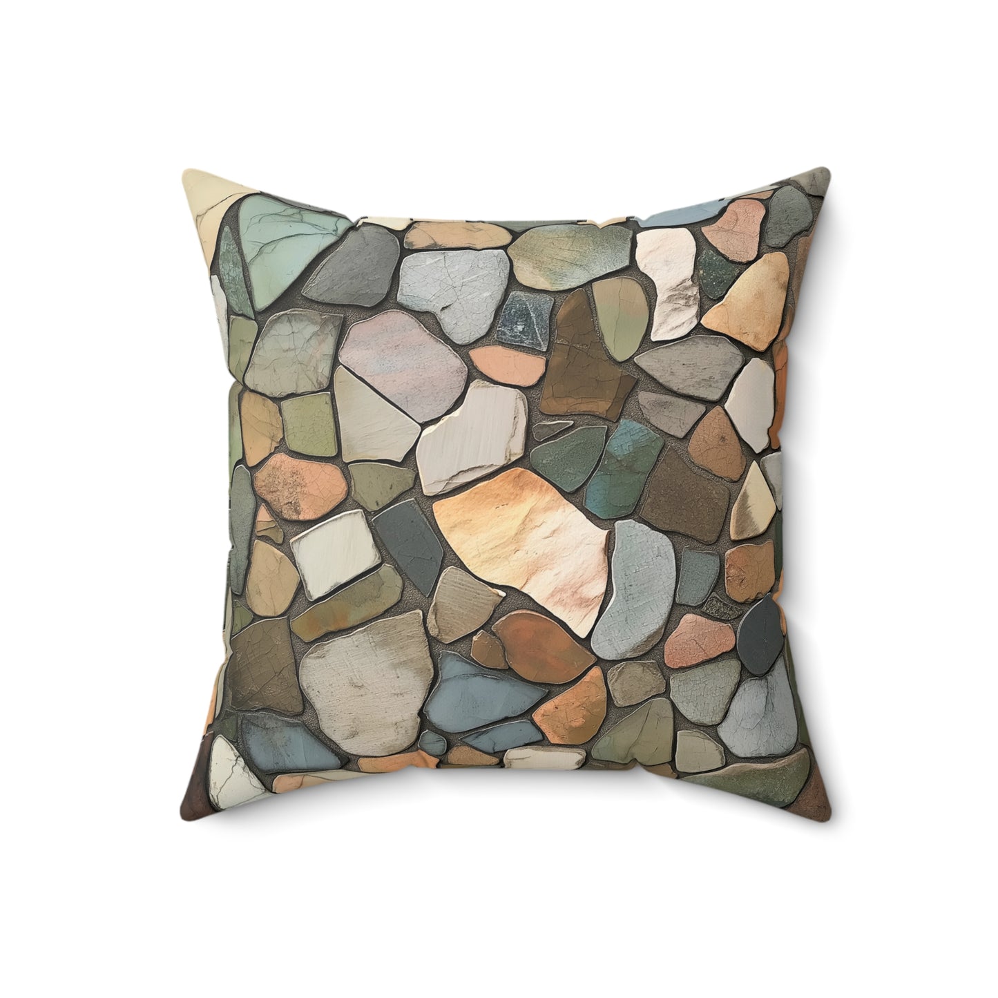 Natural Stone Patterned Decorative Pillow, Cozy Home Decor, Bohemian Accent Cushion, Gift for Homeowners, Seasonal Decor, Zen Decor