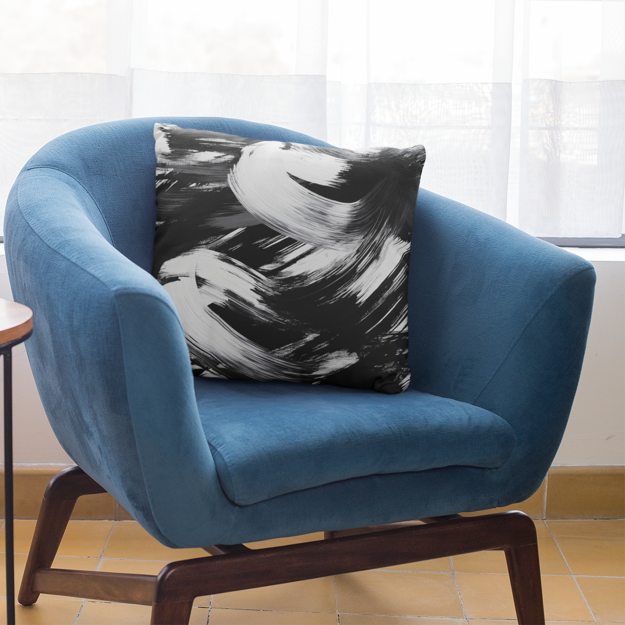 Artistic Black and White Sofa Pillow, Modern Home Decor, Minimalist Cushion, Stylish Interior Accent, Gift Idea for Housewarming
