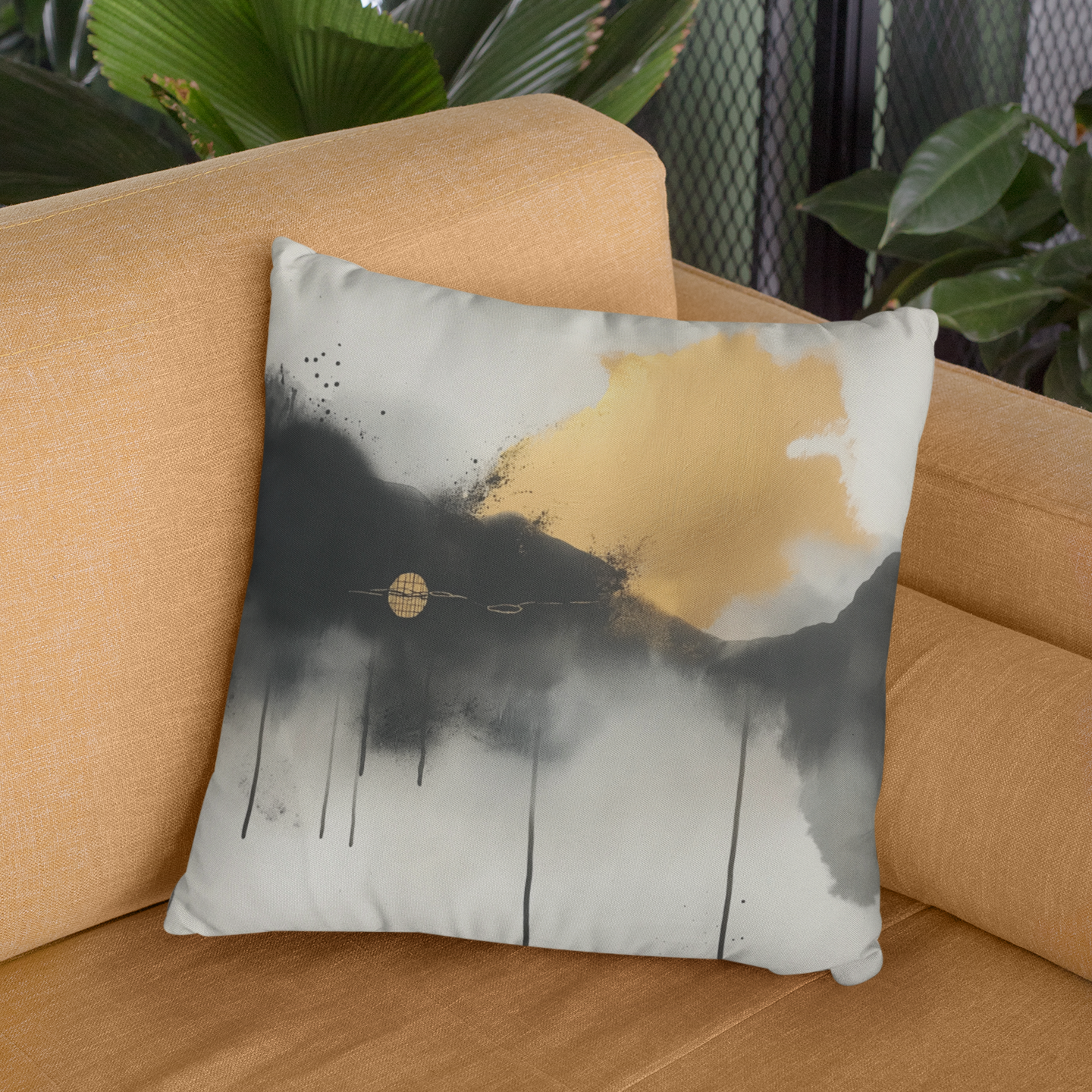 Elegant Abstract Art Throw Pillow – Modern Decorative Cushion for Sofa or Bed