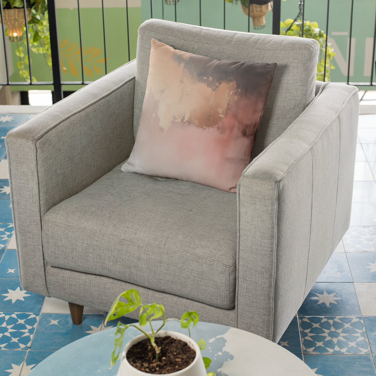 Abstract Blush Decorative Throw Pillow – Boho Style Accent Cushion