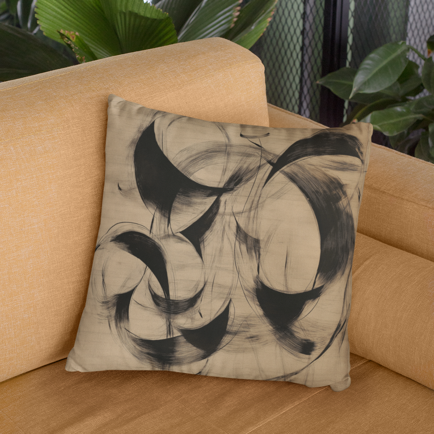 Minimalist Modern Abstract Throw Pillow – Decorative Square Accent Cushion
