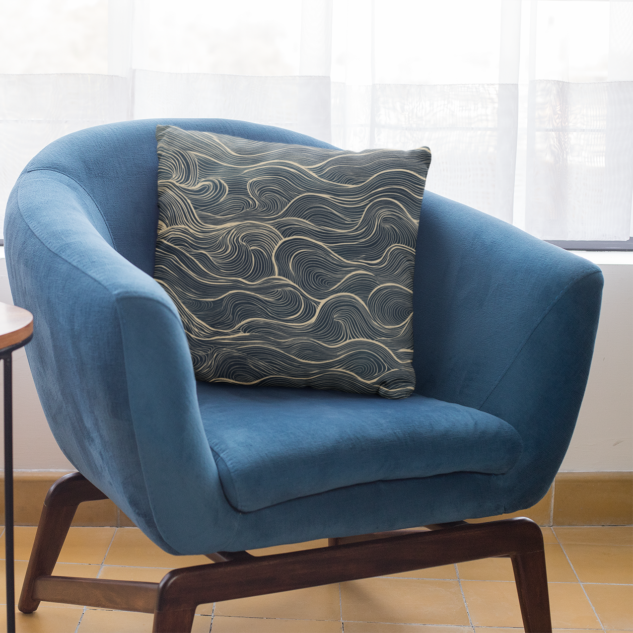 Abstract Wave Pattern Throw Pillow, Modern Home Decor, Nautical Accent Cushion, Gift for Ocean Lovers, Cozy Living Room Accessory