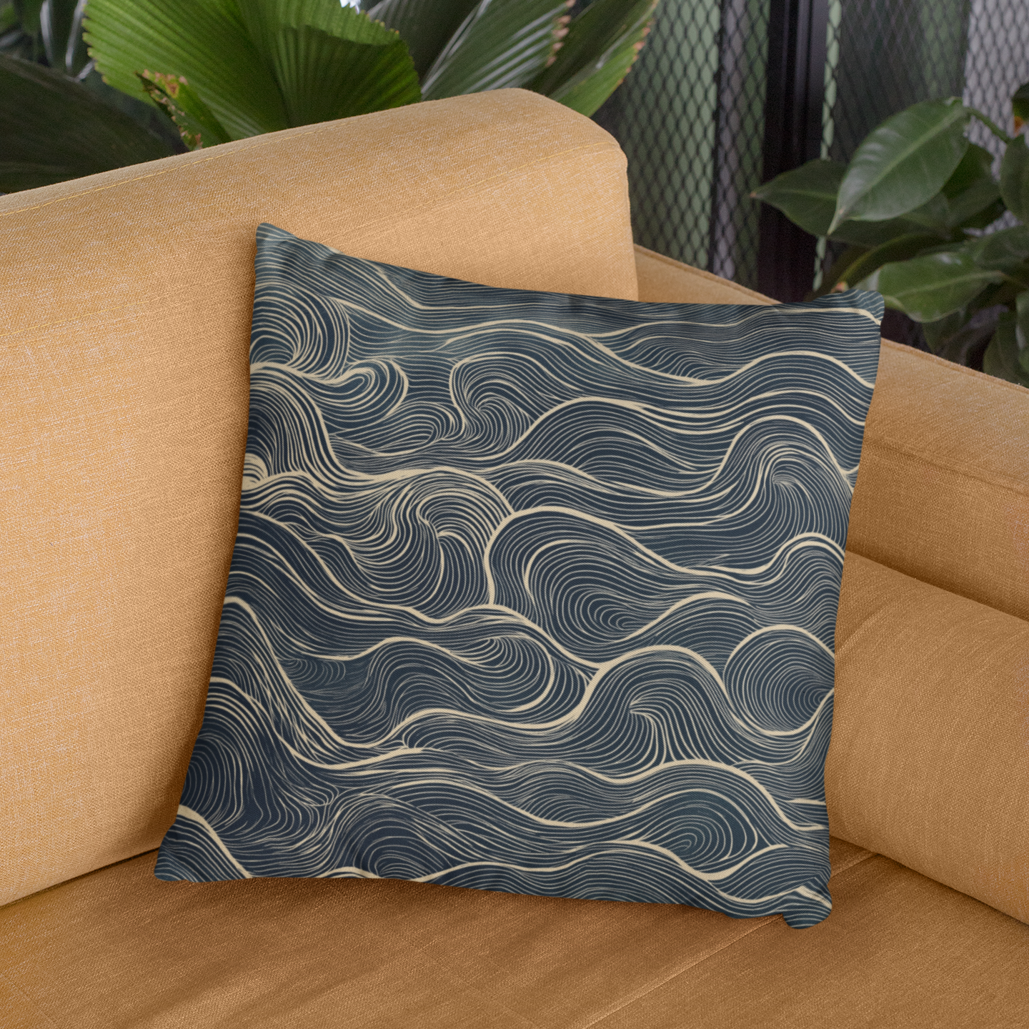 Abstract Wave Pattern Throw Pillow, Modern Home Decor, Nautical Accent Cushion, Gift for Ocean Lovers, Cozy Living Room Accessory