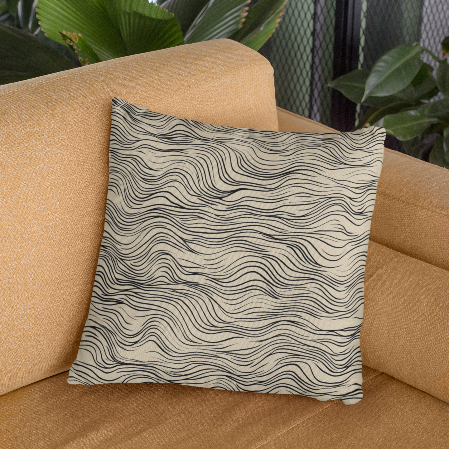Cozy Wave Throw Pillow – Modern Accent Cushion with Wavy Pattern