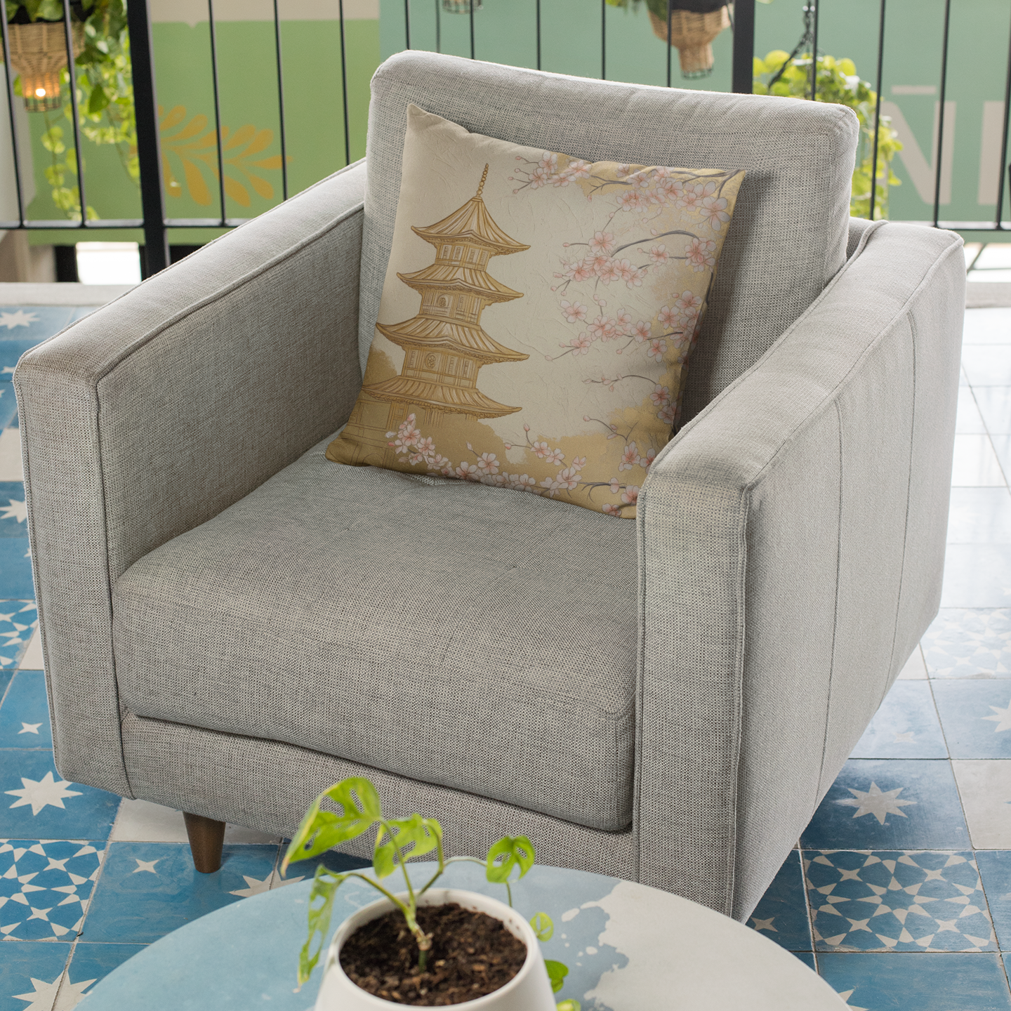 Zen Garden Throw Pillow – Serene Japanese Landscape Accent Cushion