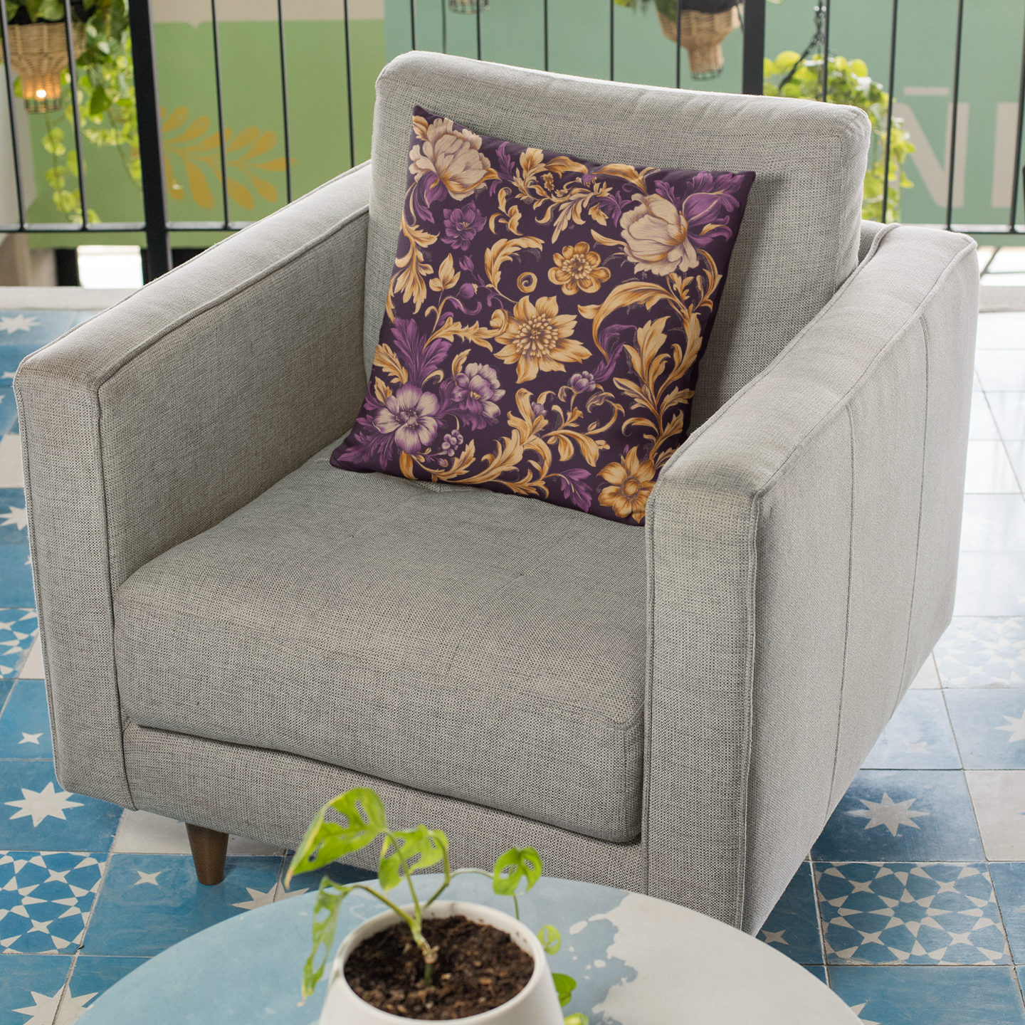 Elegant Floral Throw Pillow – Modern Accent Cushion for Home Decor