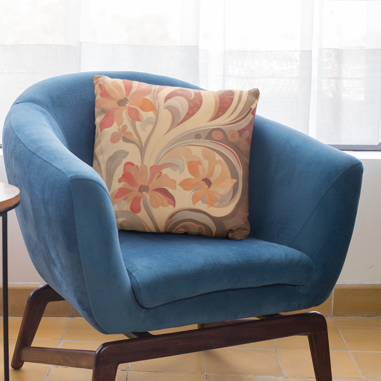 Bohemian Floral Square Pillow, Cozy Home Decor, Gift for Her, Couch Cushion, Pillow Cover for Living Room, Vibrant Floral Accent