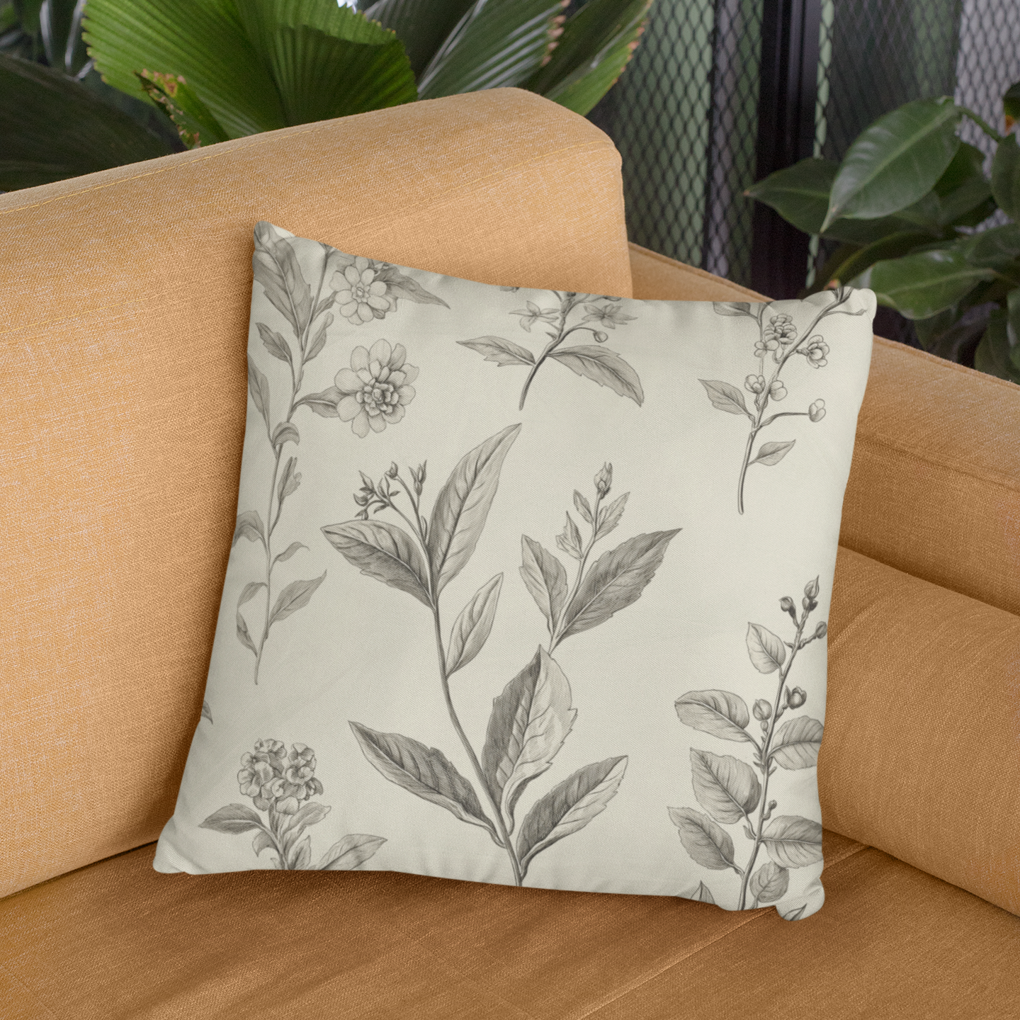 Vintage Botanical Throw Pillow – Elegant Floral Accent Cushion