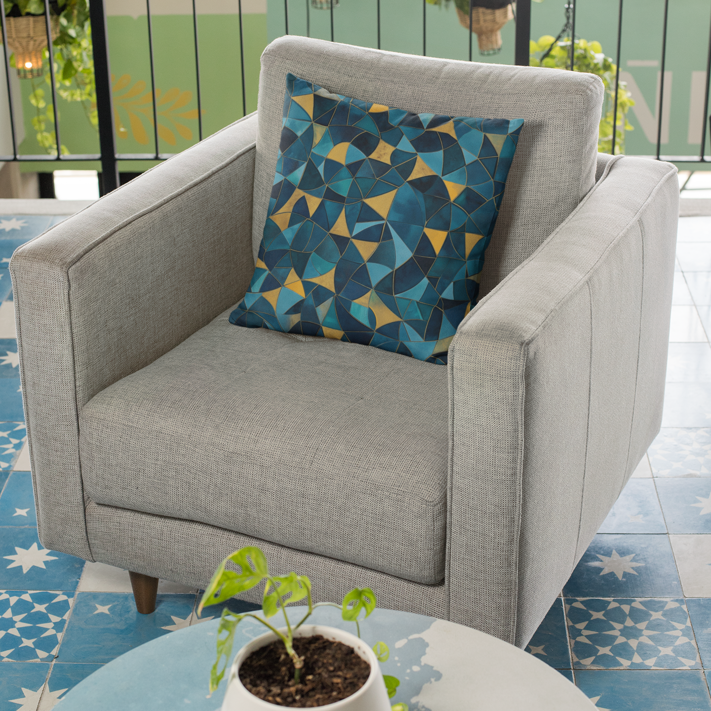 Modern Geometric Throw Pillow – Colorful Decorative Accent Cushion