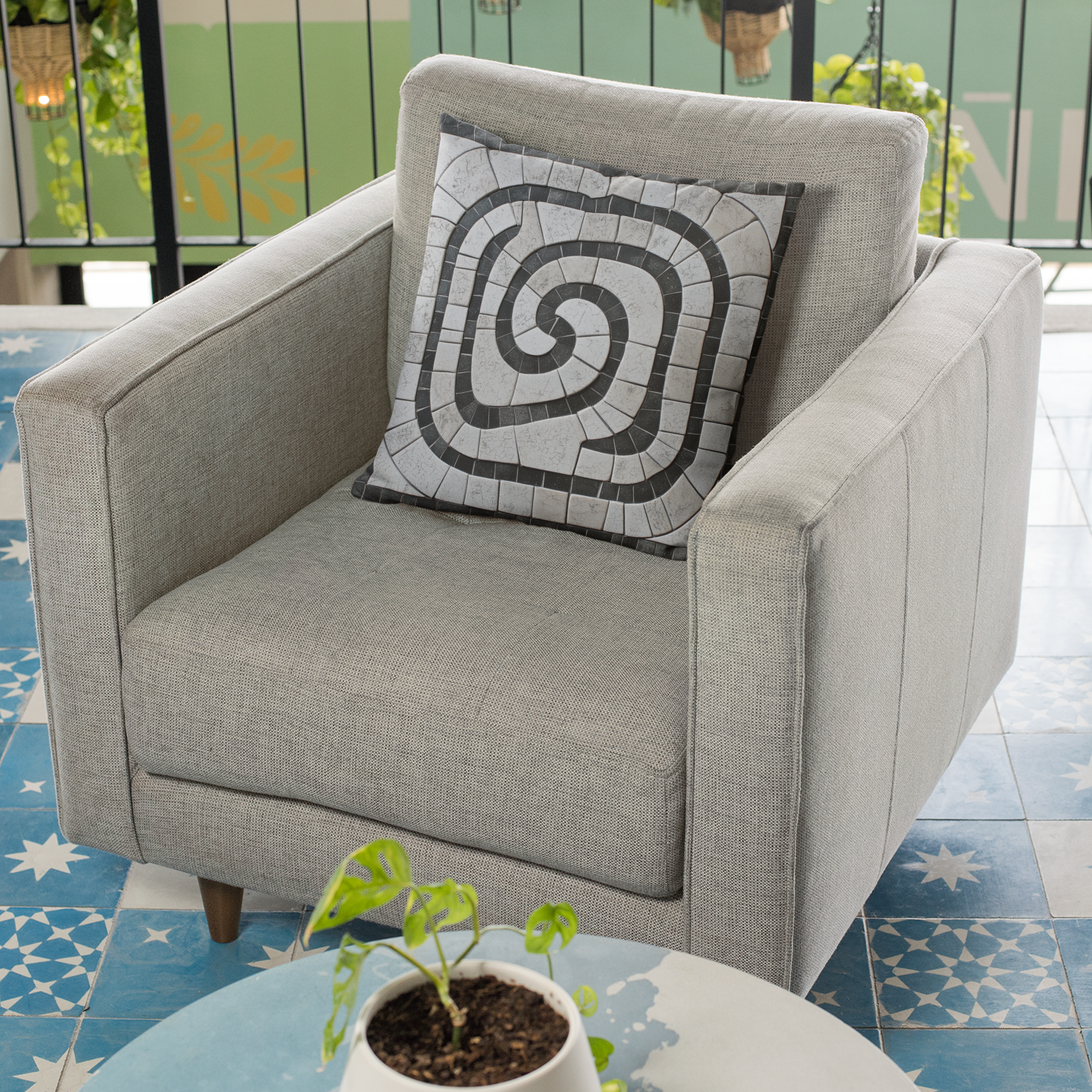 Chic Spiral Mosaic Throw Pillow – Modern Accent Cushion for Living Room