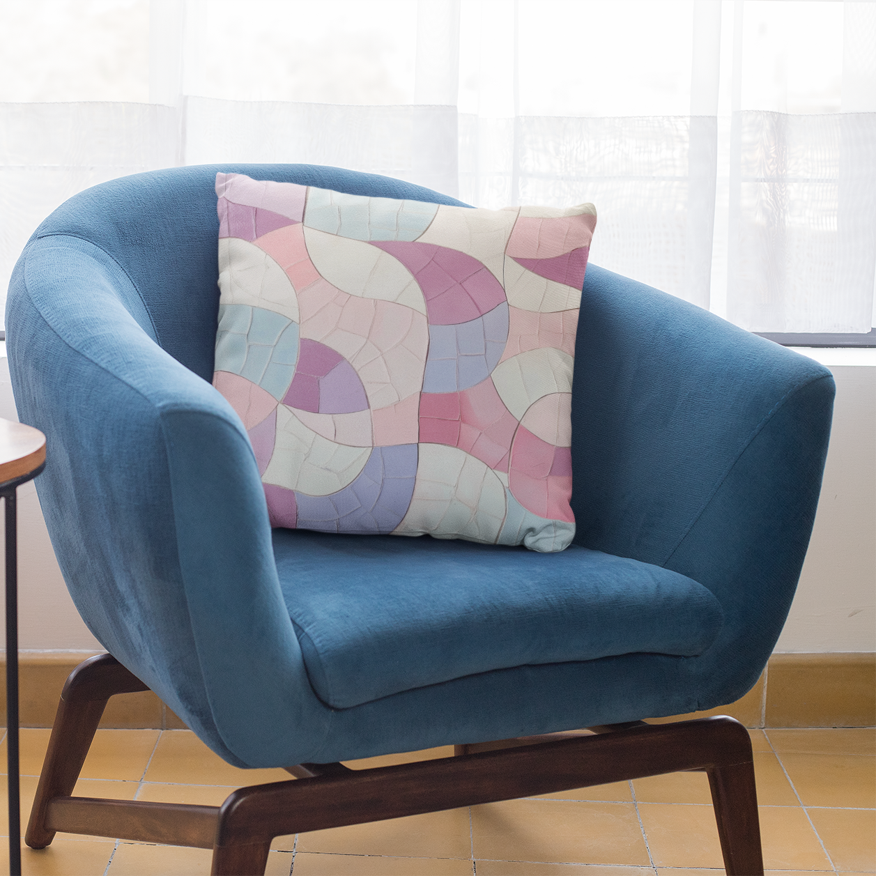 Abstract Pastel Pillow, Cozy Home Decor, Modern Accent Cushion, Gift for Her, Soft Bedroom Pillow