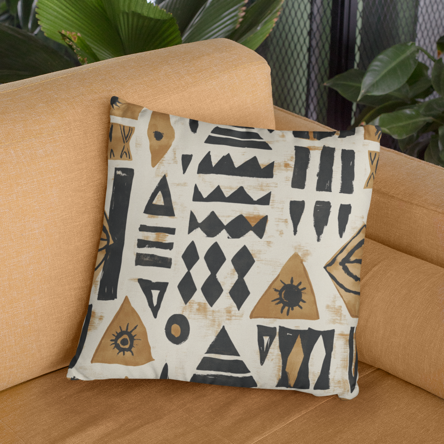 Boho Geometric Throw Pillow – Modern Accent Cushion for Sofa or Bed