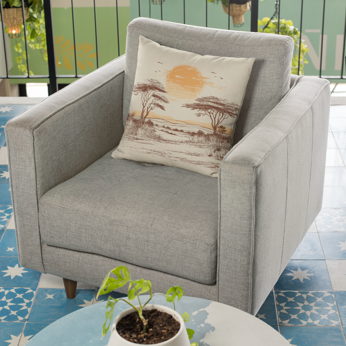 Sunset Landscape Throw Pillow – Boho Accent Cushion for Everyday Spaces