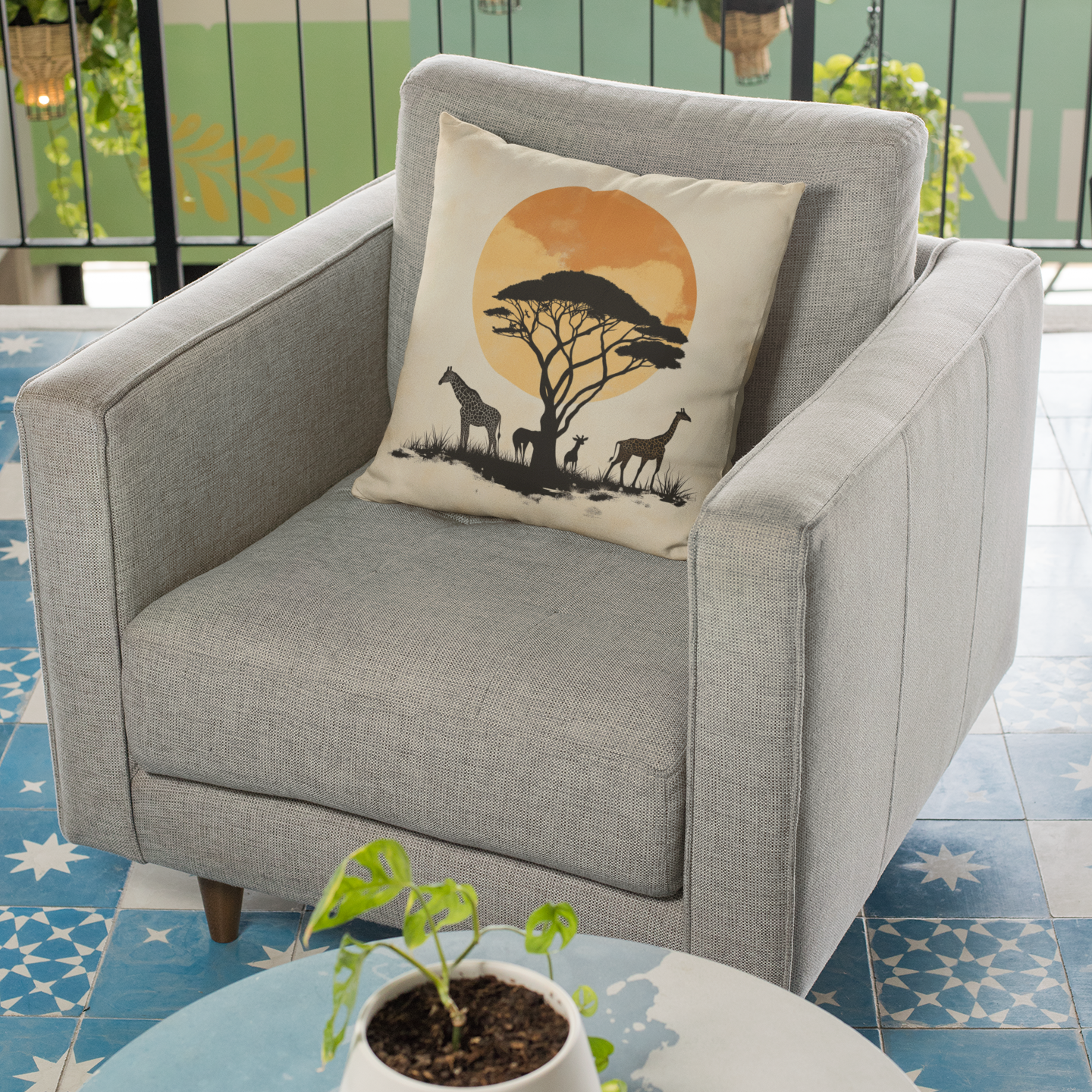 Safari Sunset Throw Pillow – Animal Print Accent Cushion for Nature-Lovers