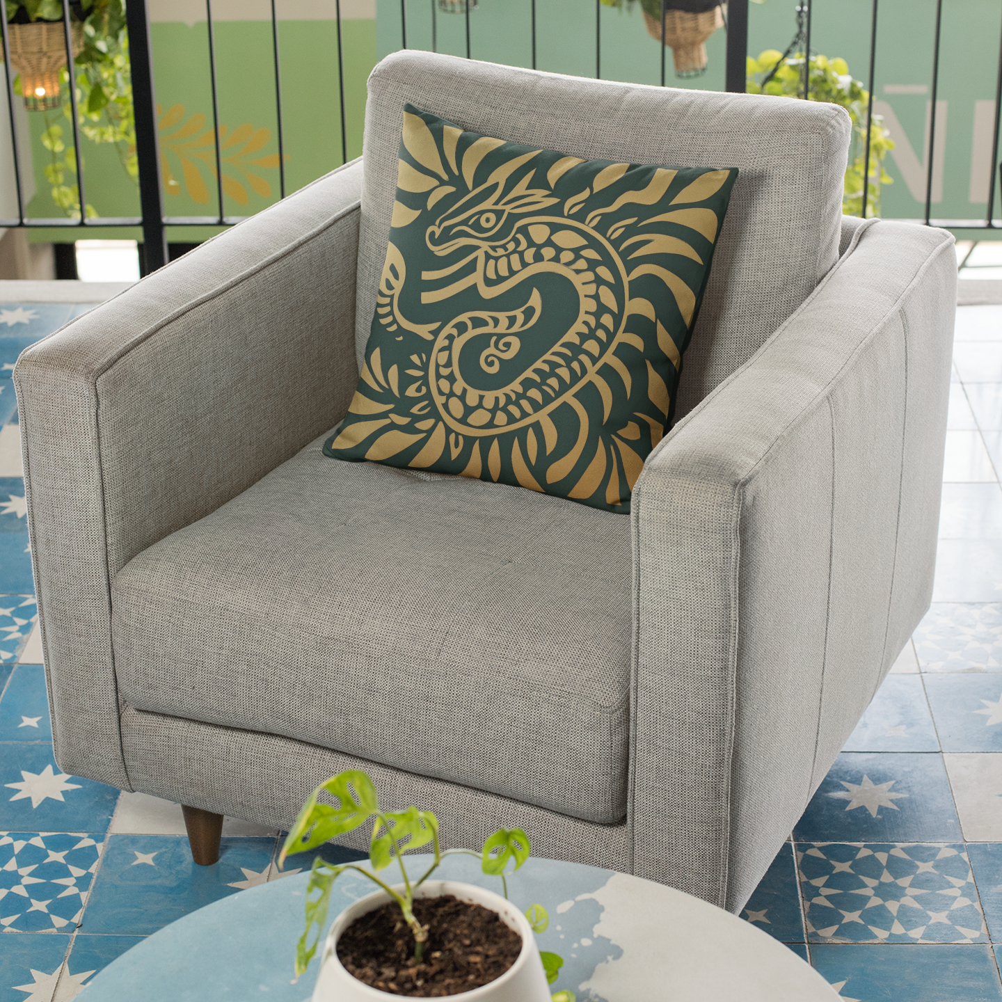 Dragon Design Spun Polyester Square Pillow, Home Decor, Throw Pillow, Unique Gift, Cozy Living Room Accent, Boho Style