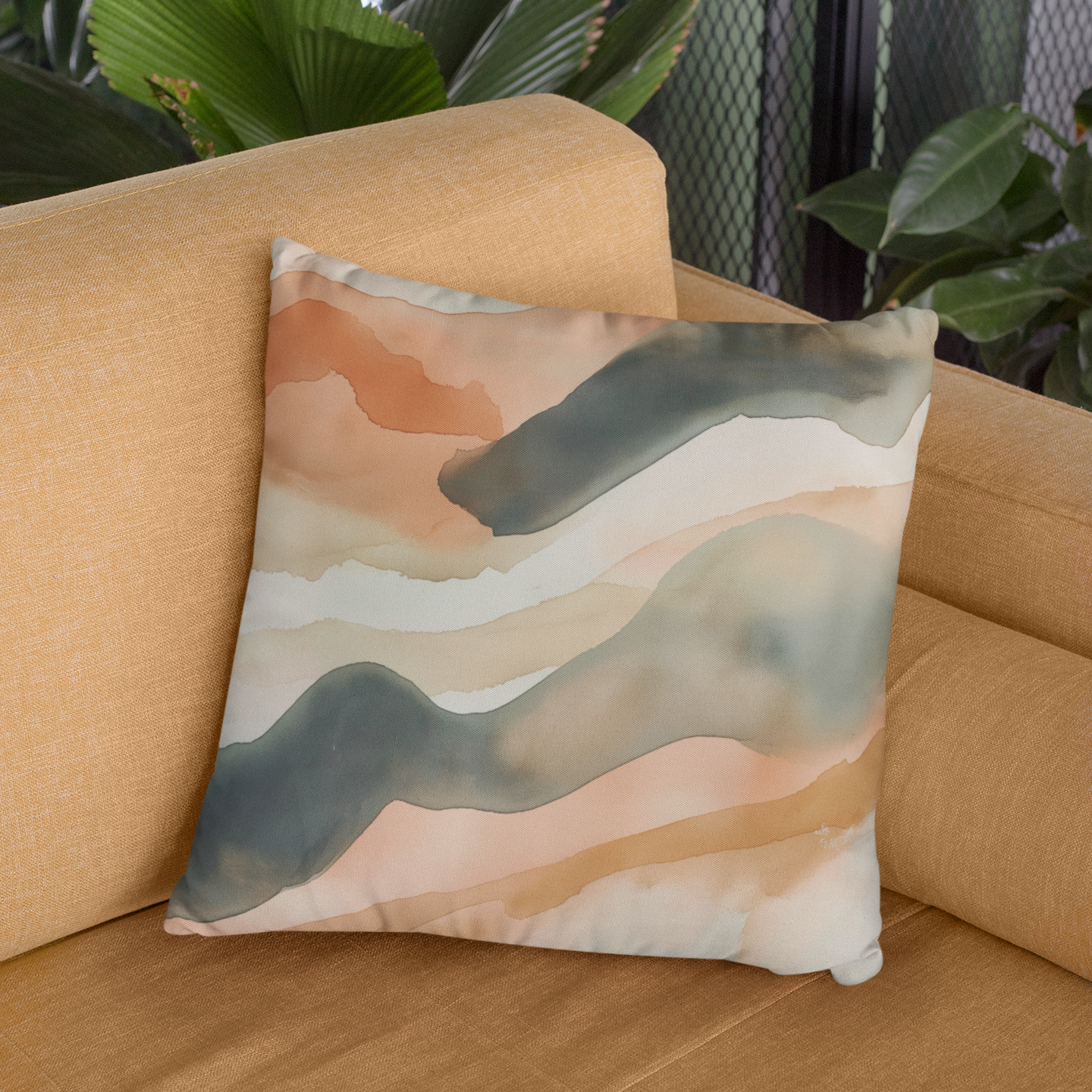 Bohemian Wave Throw Pillow – Modern Abstract Accent Cushion