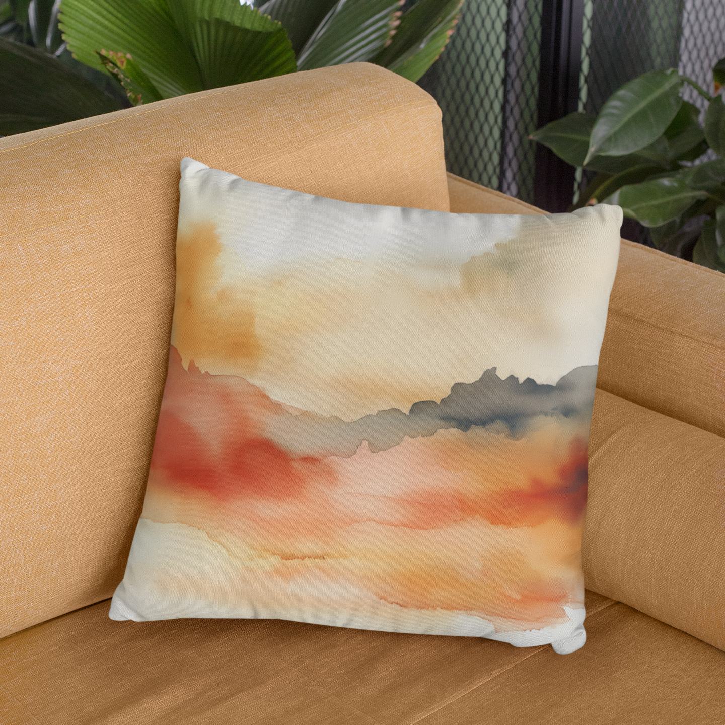 Abstract Watercolor Throw Pillow – Boho Accent Cushion for Home