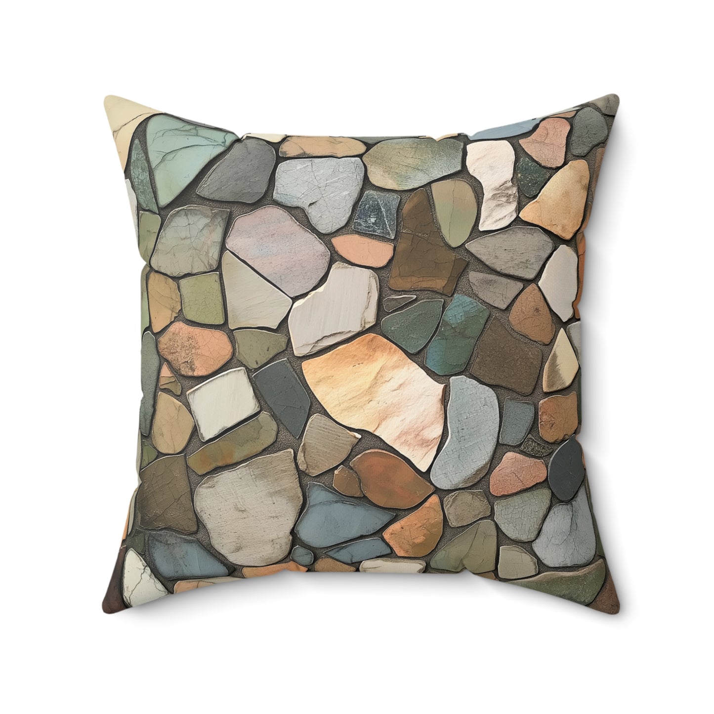 Natural Stone Patterned Decorative Pillow, Cozy Home Decor, Bohemian Accent Cushion, Gift for Homeowners, Seasonal Decor, Zen Decor