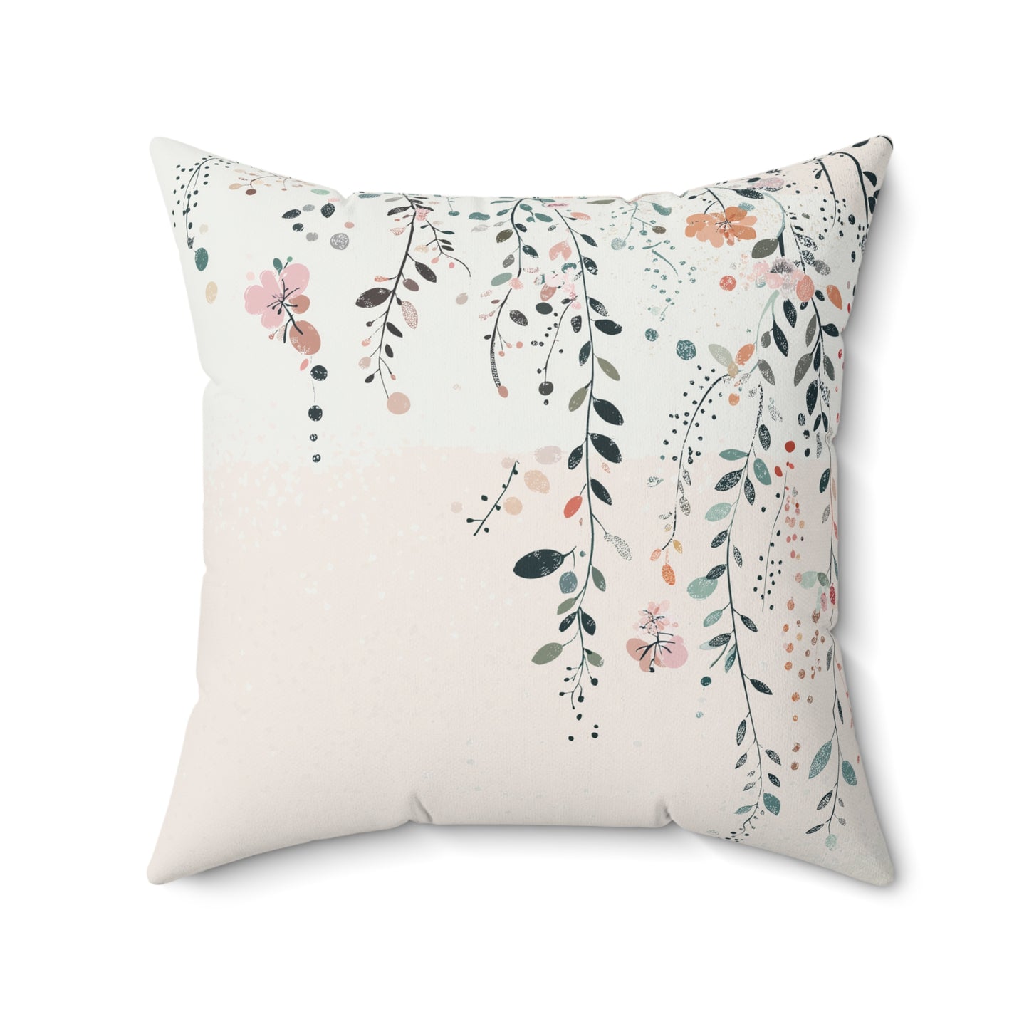 Botanical Flannel Square Pillow - Cozy Home Decor, Ideal Gift for Botanical Lovers, Spring Decor, Bohemian Style, Floral Accent Cushion