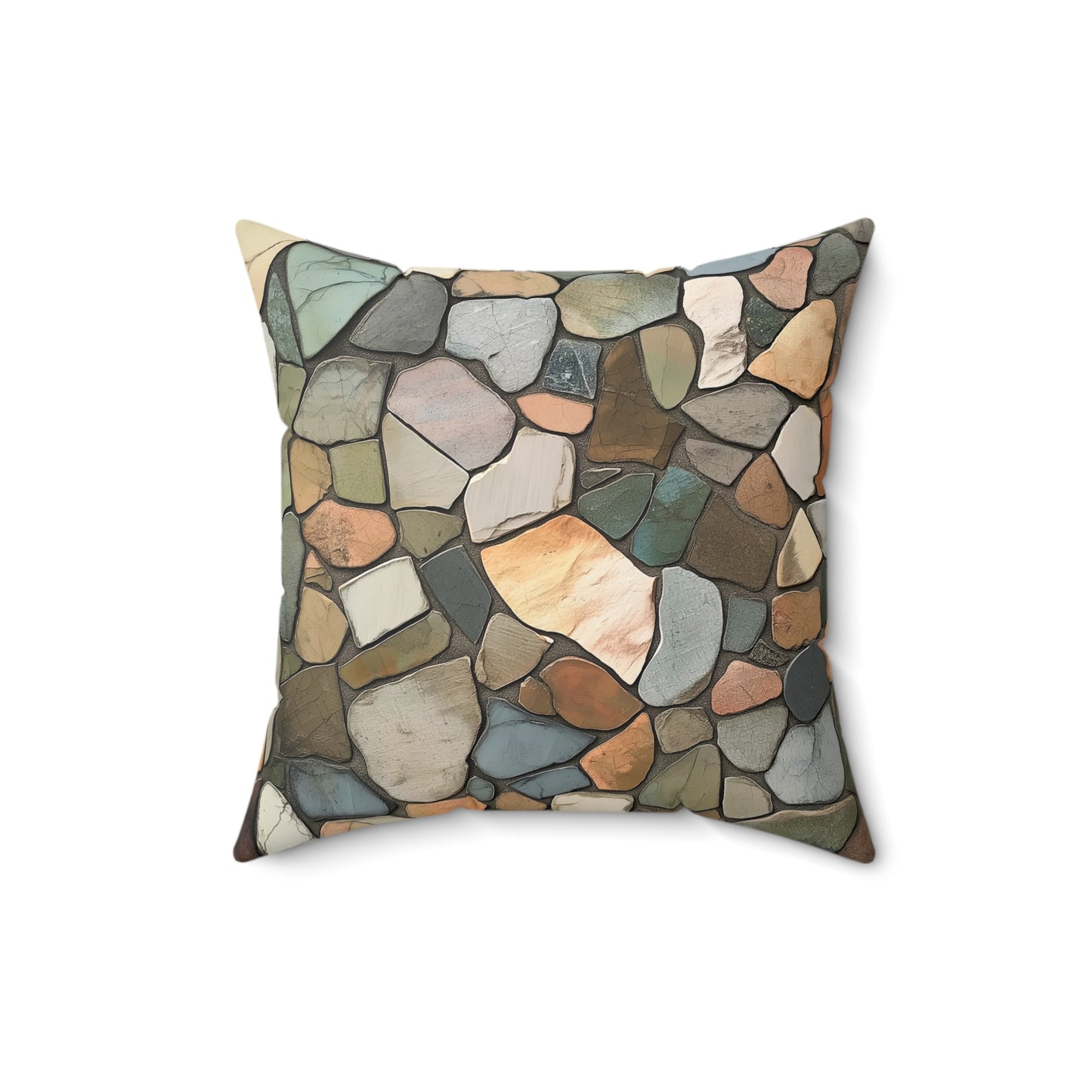 Natural Stone Patterned Decorative Pillow, Cozy Home Decor, Bohemian Accent Cushion, Gift for Homeowners, Seasonal Decor, Zen Decor