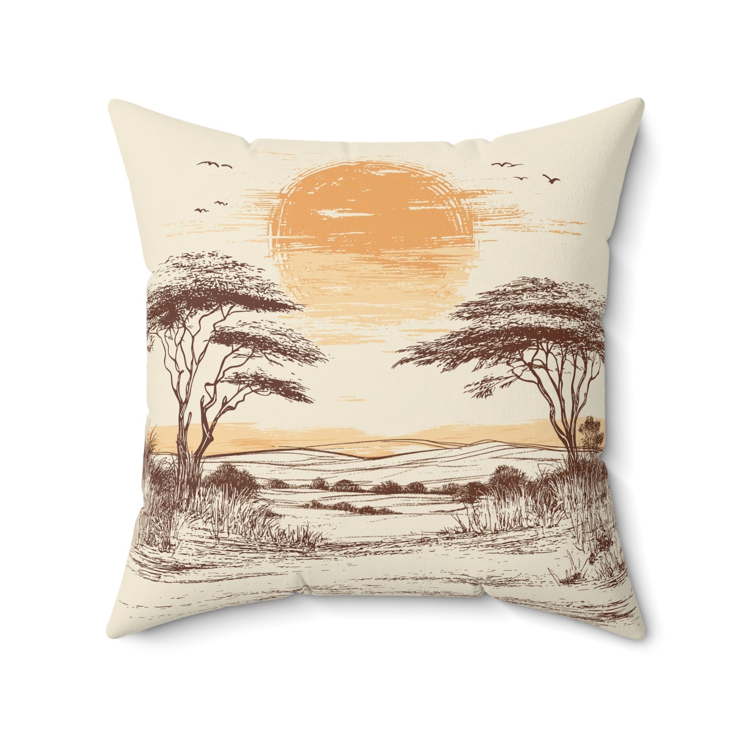 Sunset Landscape Throw Pillow – Boho Accent Cushion for Everyday Spaces