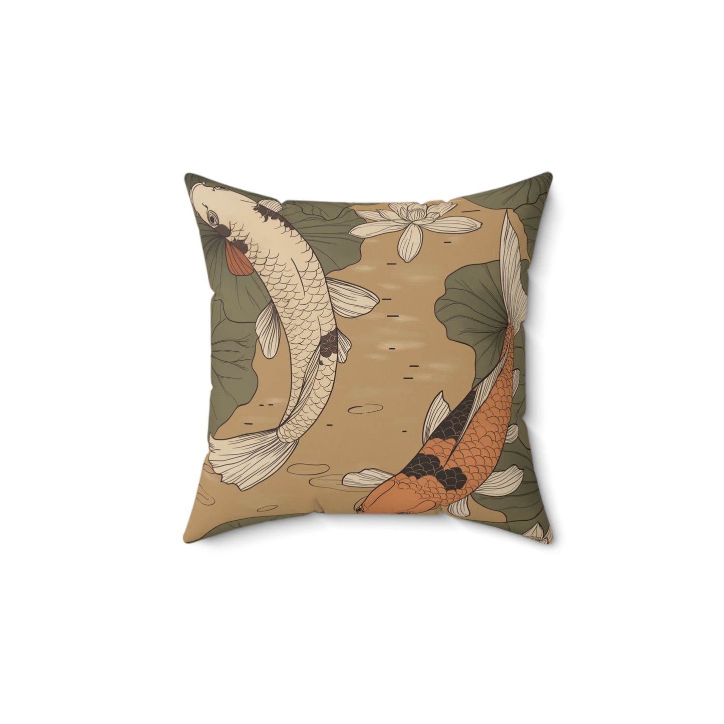 Zen Koi Fish Throw Pillow – Japanese Carp & Pond Inspired Cushion
