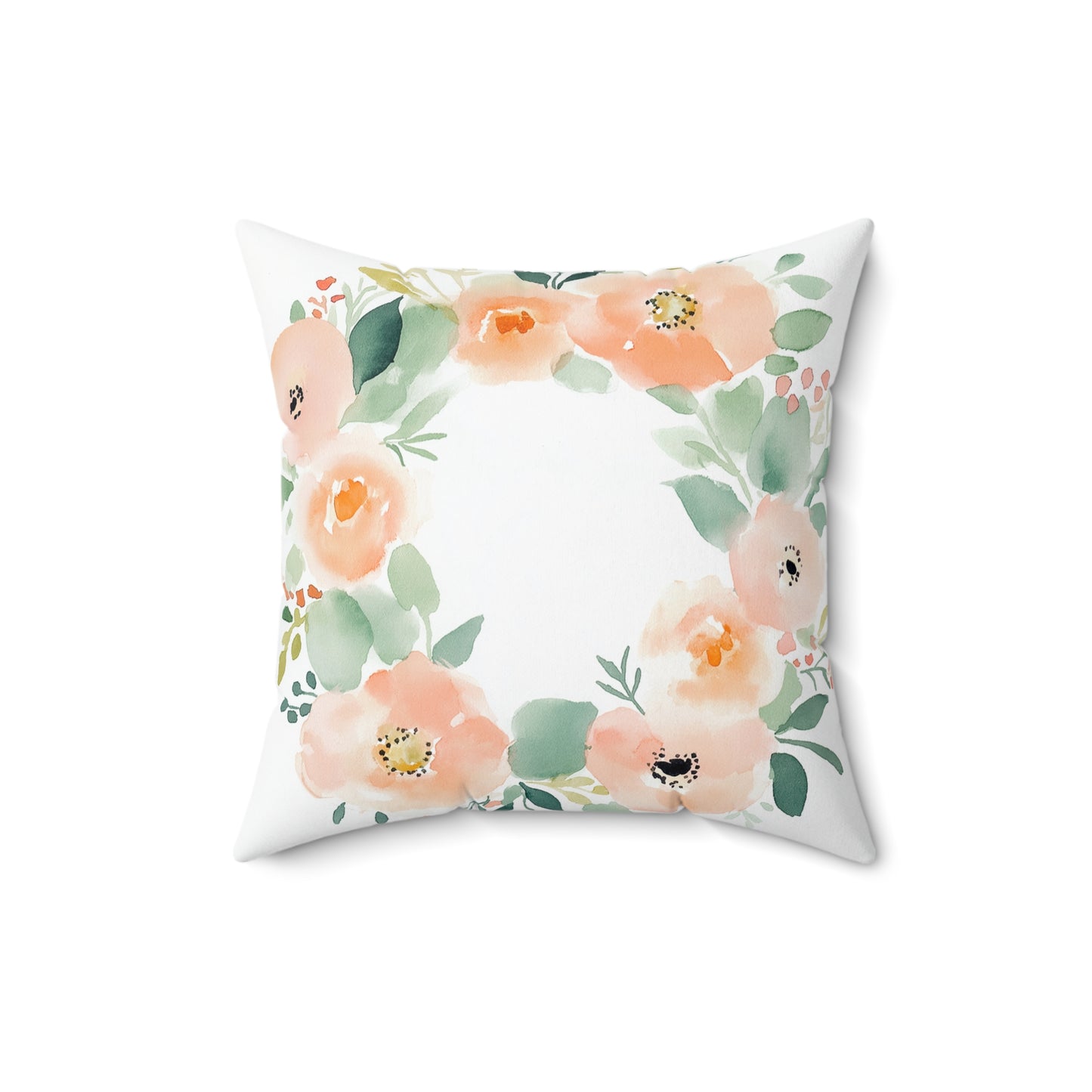 Floral Decorative Throw Pillow – Nature-Inspired Square Accent Cushion