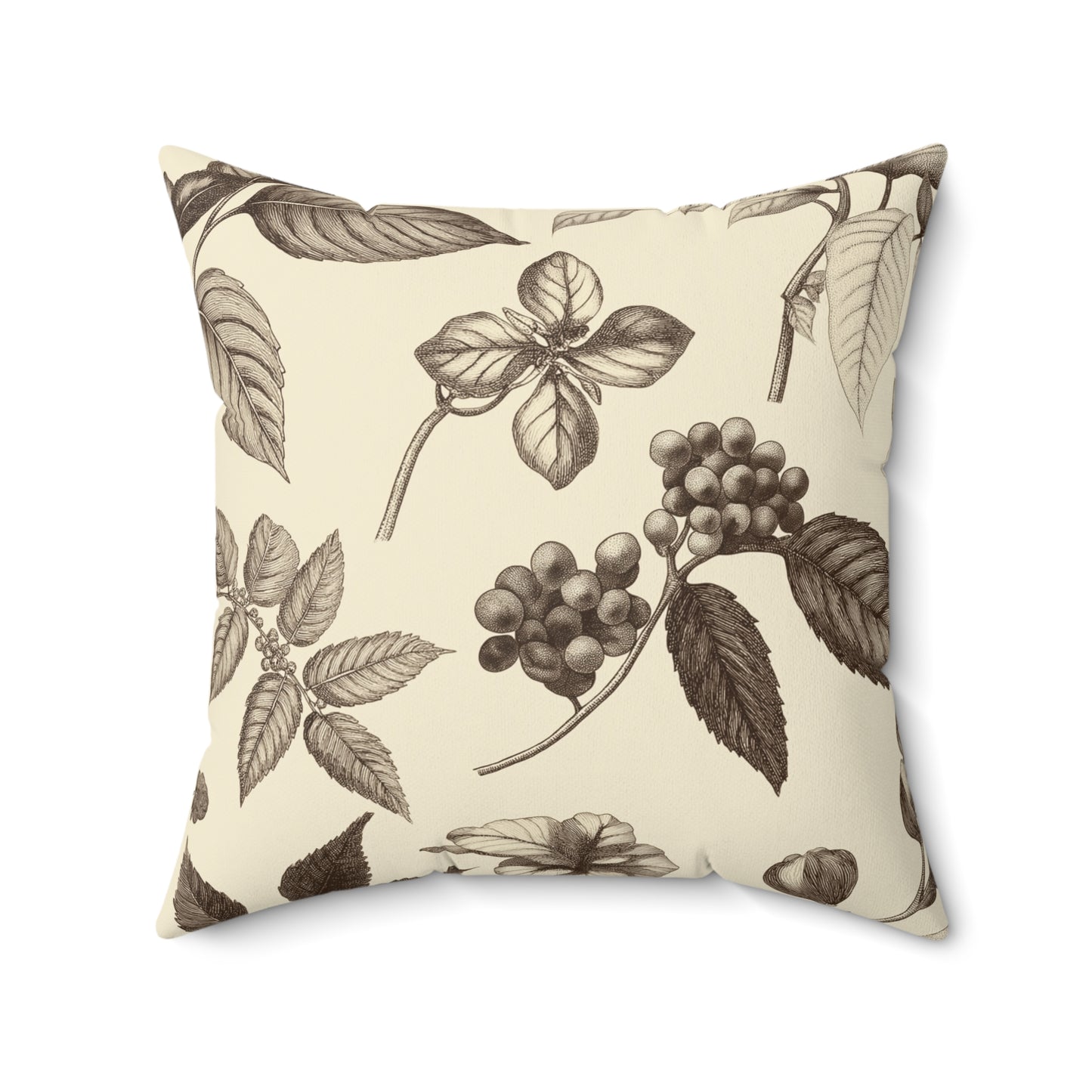 Botanical Print Square Throw Pillow – Nature-Inspired Accent Cushion