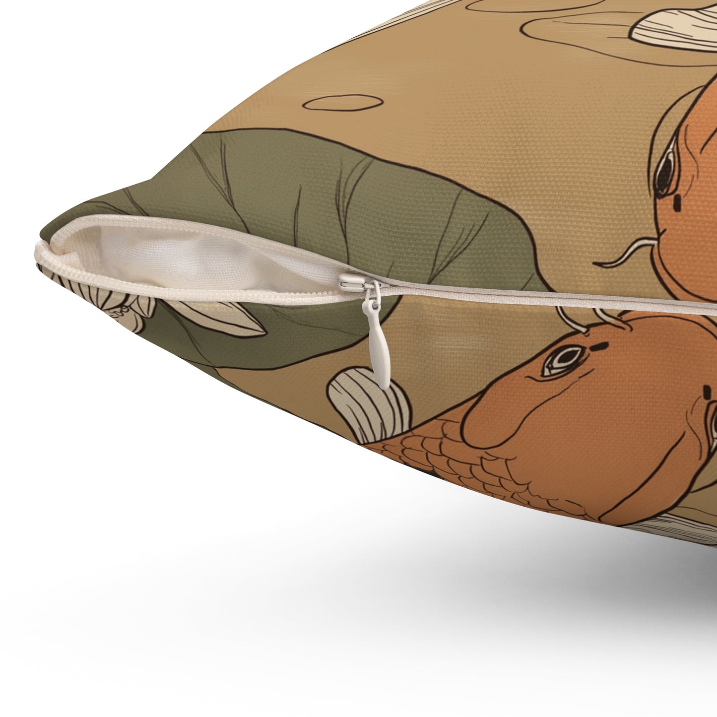 Zen Koi Fish Throw Pillow – Japanese Carp & Pond Inspired Cushion