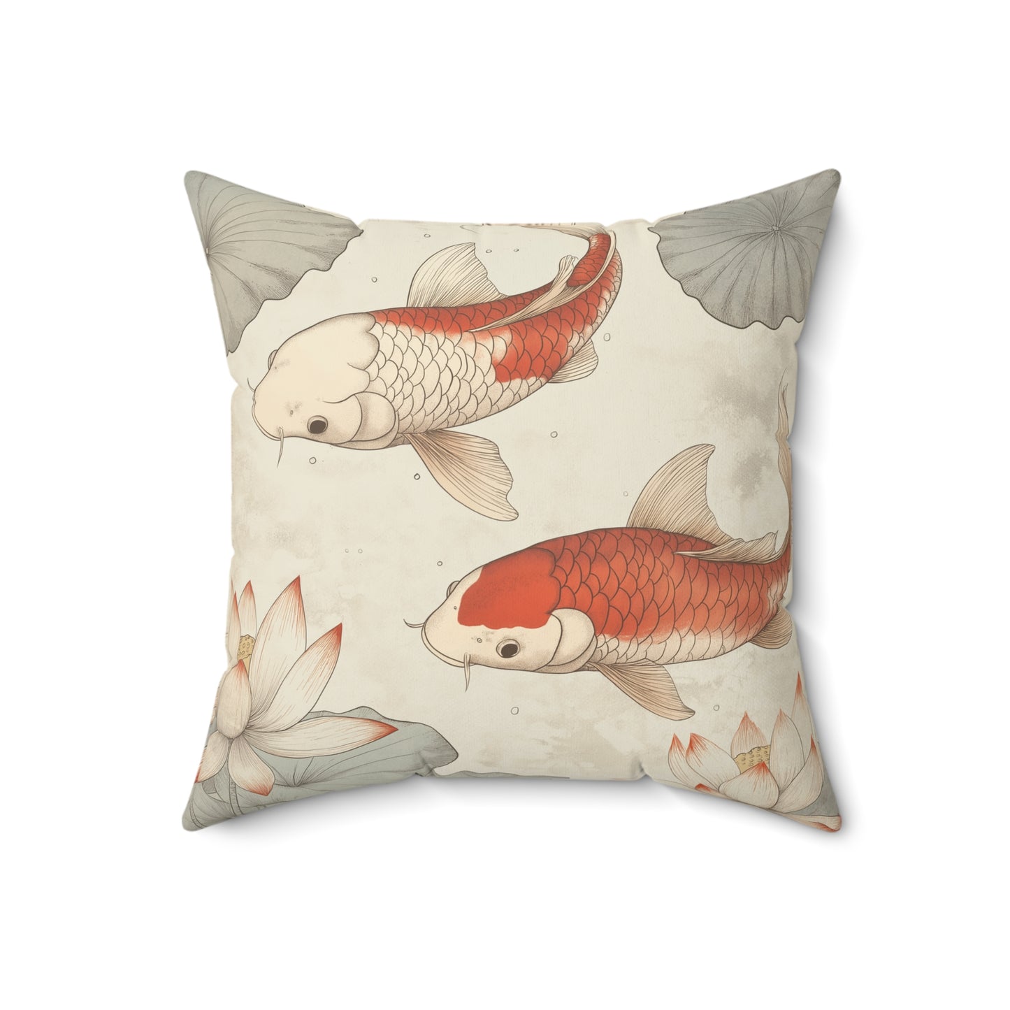 Koi Fish Throw Pillow – Japanese-Style Accent Cushion for Living Room