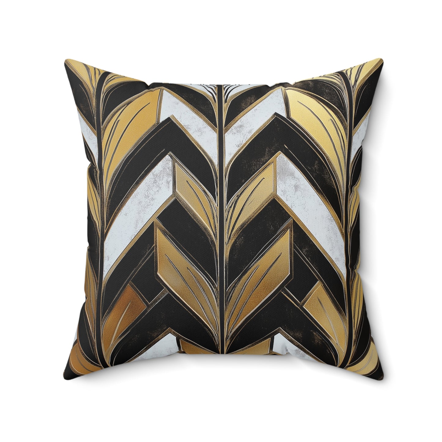 Chic Geometric Throw Pillow – Modern Accent Cushion with Gold & Black Pattern
