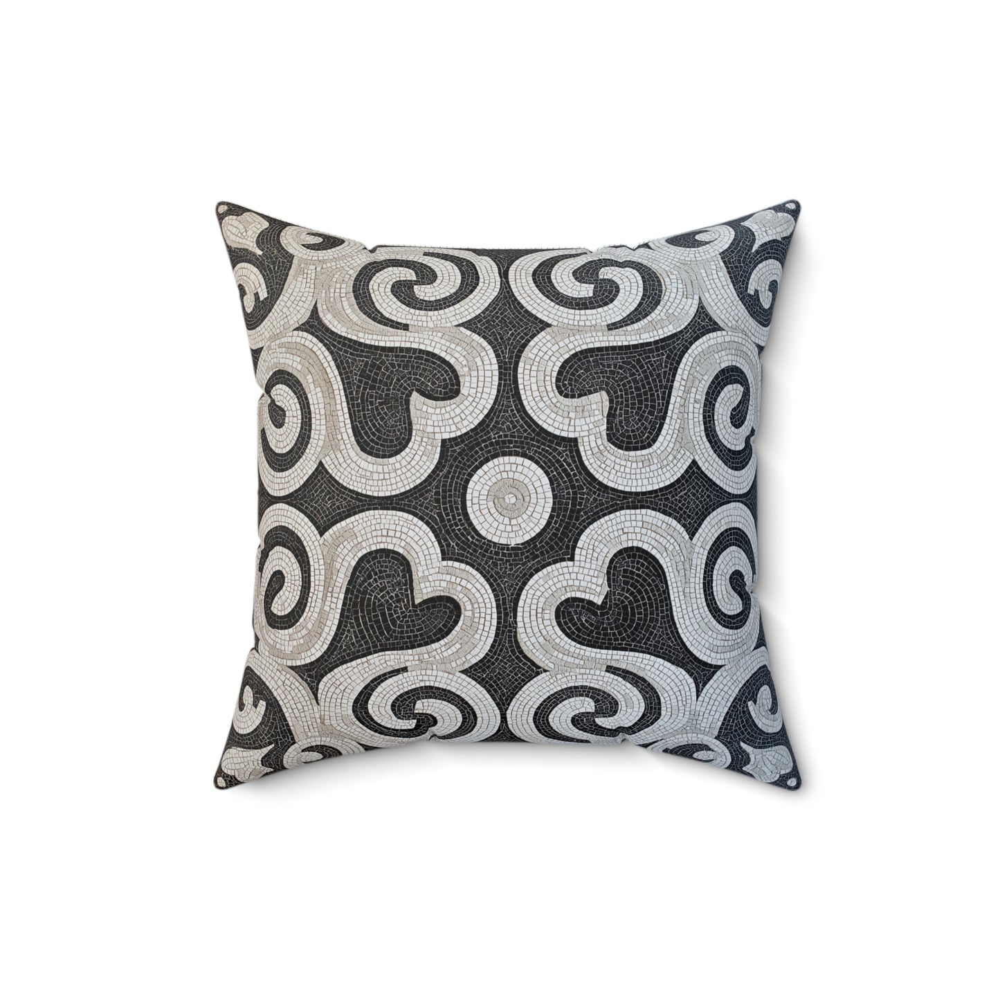 Elegant Heart Pattern Throw Pillow – Black & White Accent Cushion