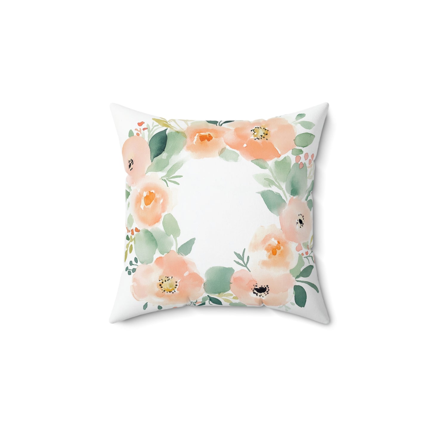 Floral Decorative Throw Pillow – Nature-Inspired Square Accent Cushion