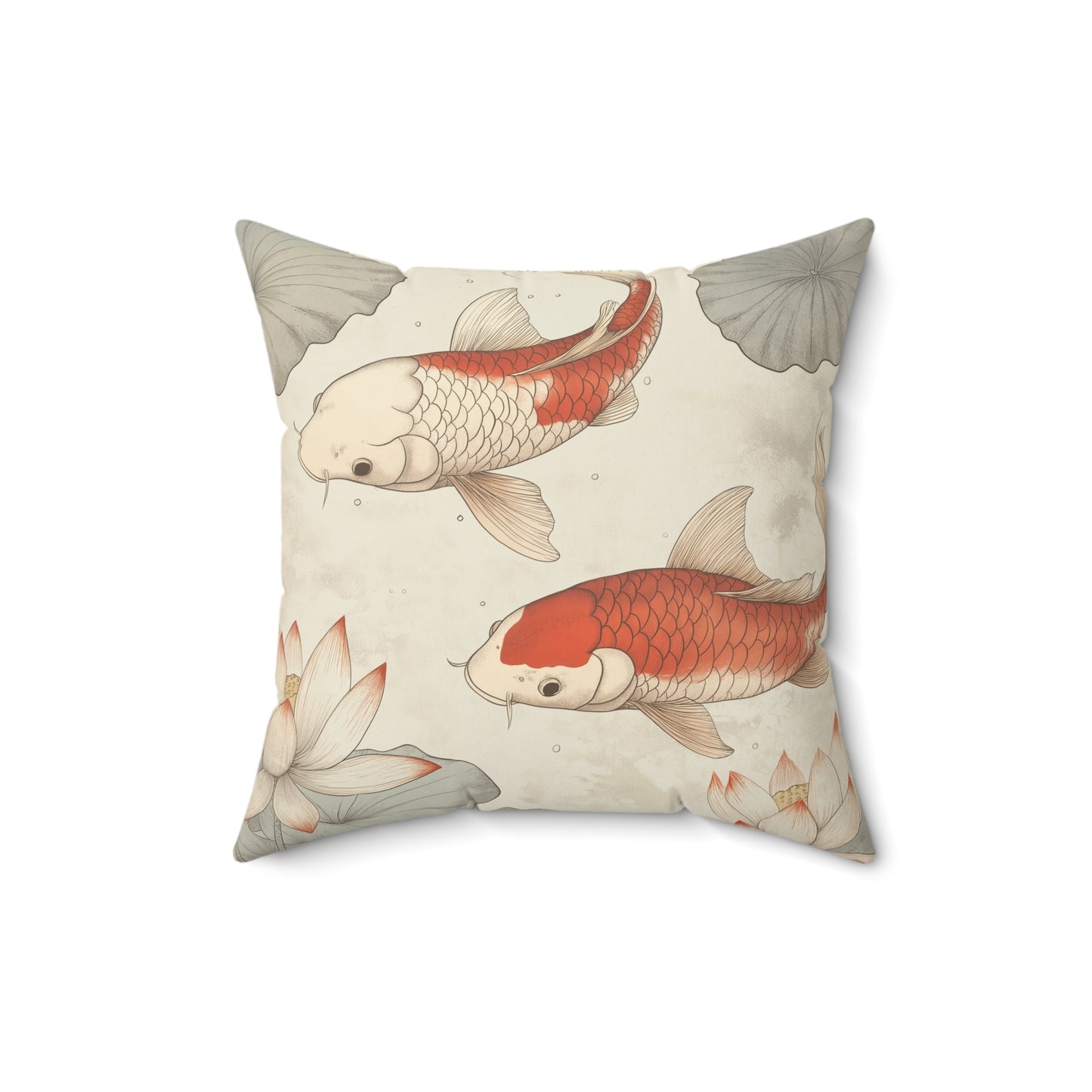 Koi Fish Throw Pillow – Japanese-Style Accent Cushion for Living Room