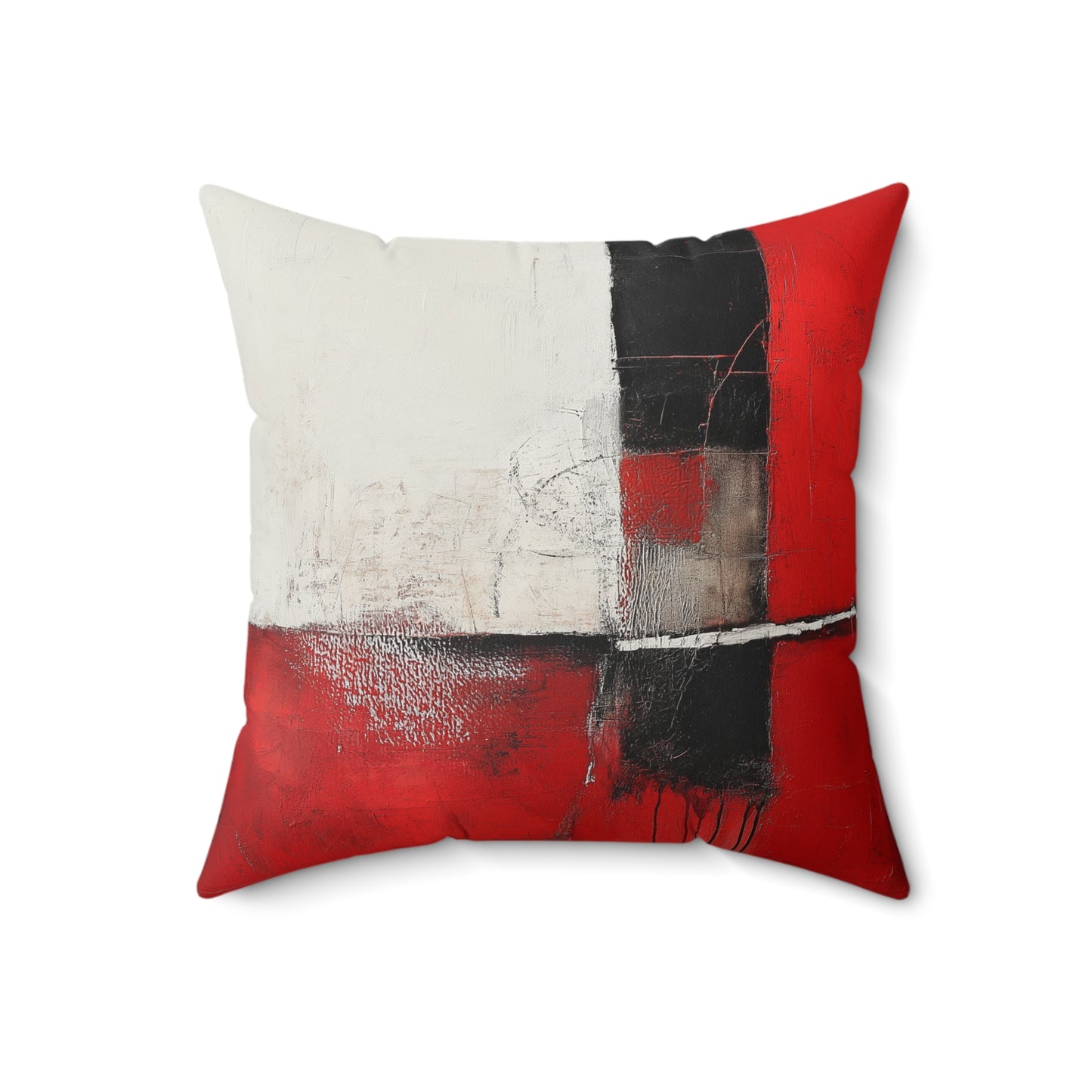 Modern Abstract Throw Pillow – Bold Red & Black Art-Inspired Cushion