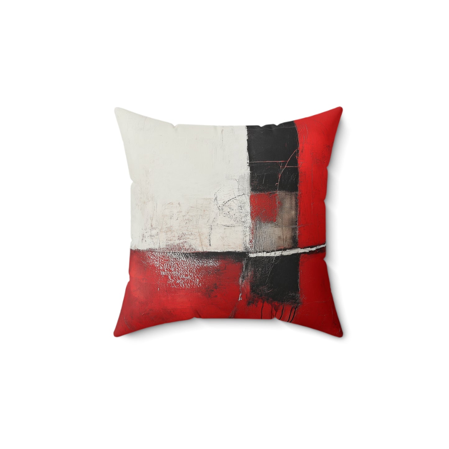 Modern Abstract Throw Pillow – Bold Red & Black Art-Inspired Cushion