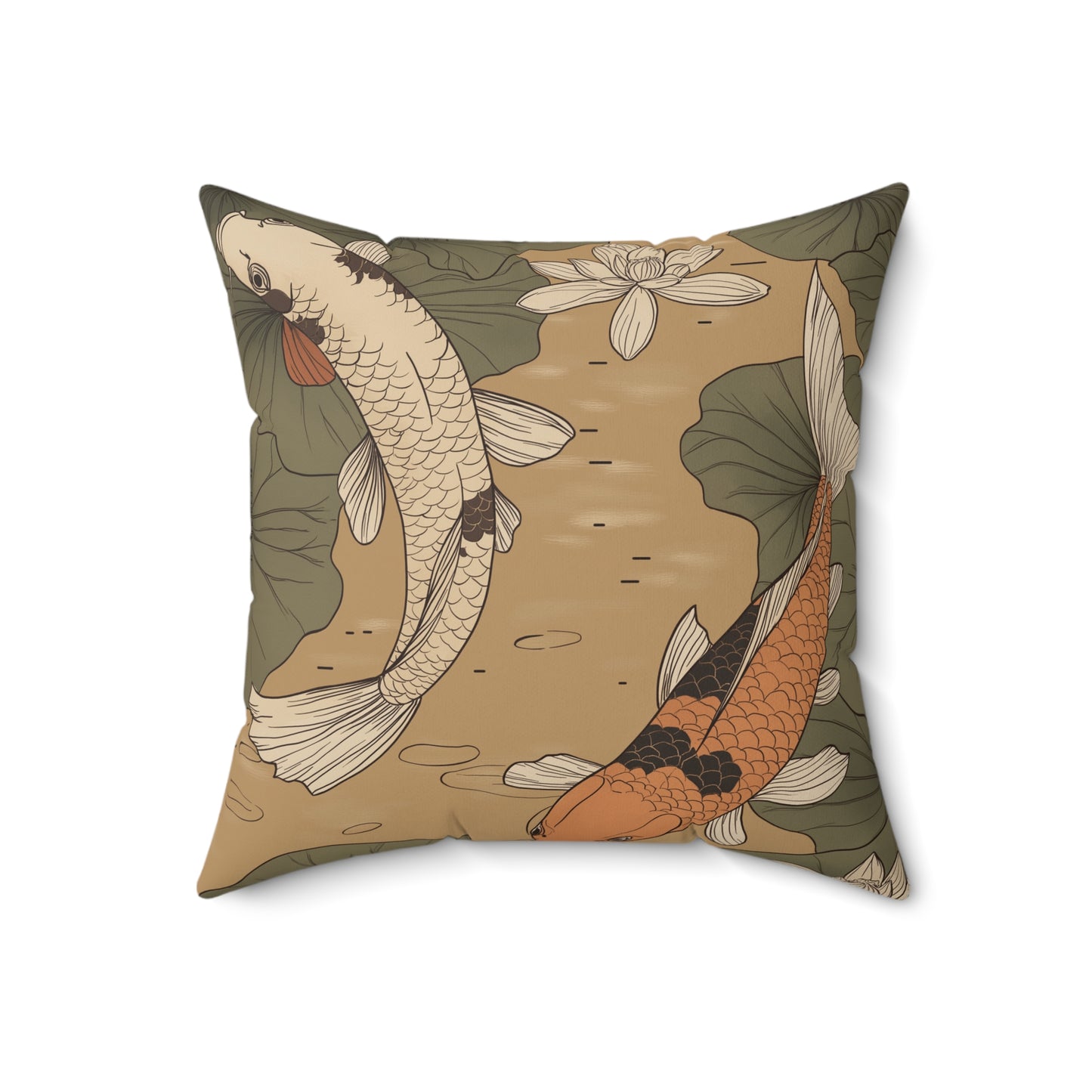 Zen Koi Fish Throw Pillow – Japanese Carp & Pond Inspired Cushion