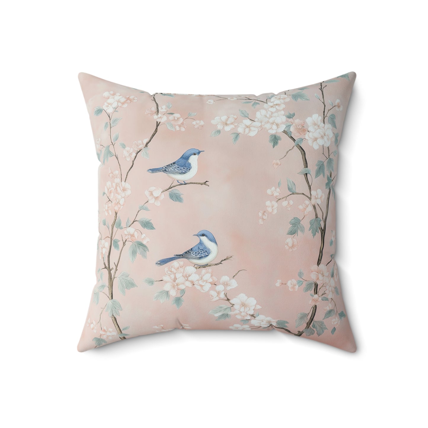 Bird & Blossom Throw Pillow – Nature-Inspired Accent Cushion