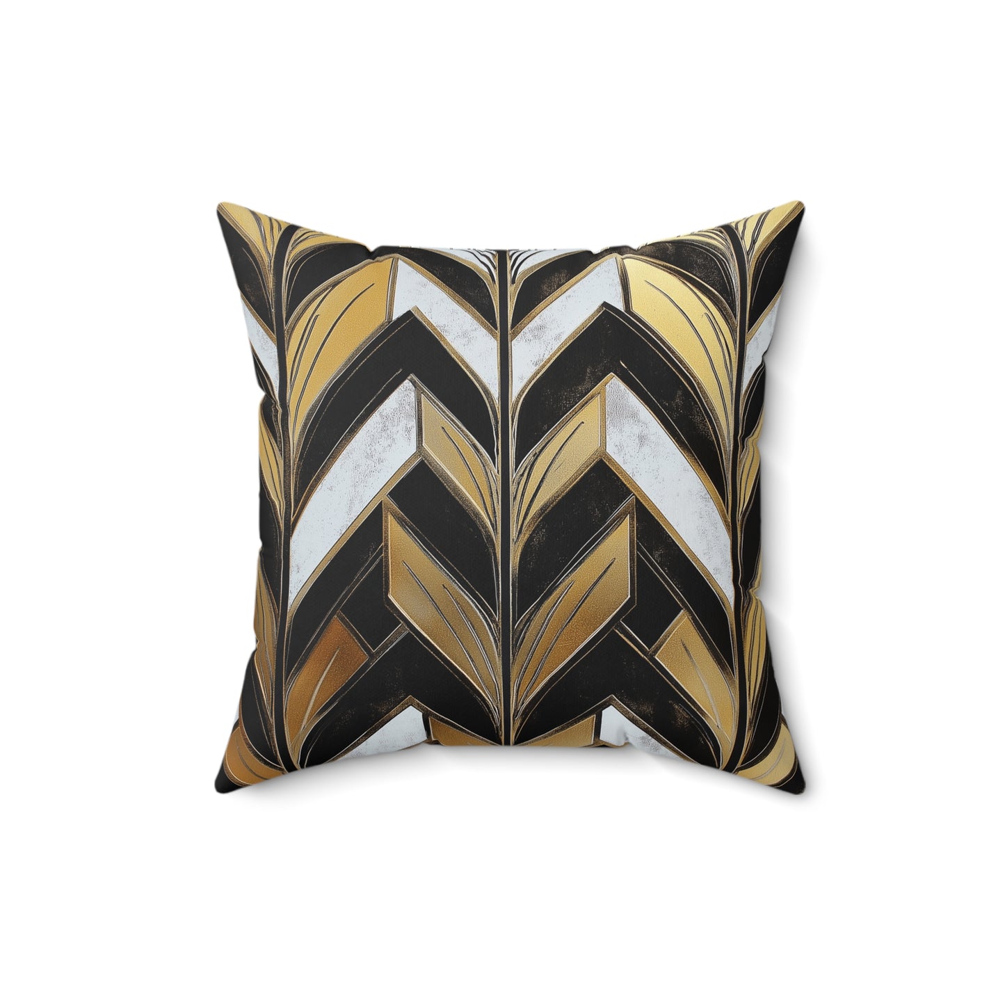 Chic Geometric Throw Pillow – Modern Accent Cushion with Gold & Black Pattern