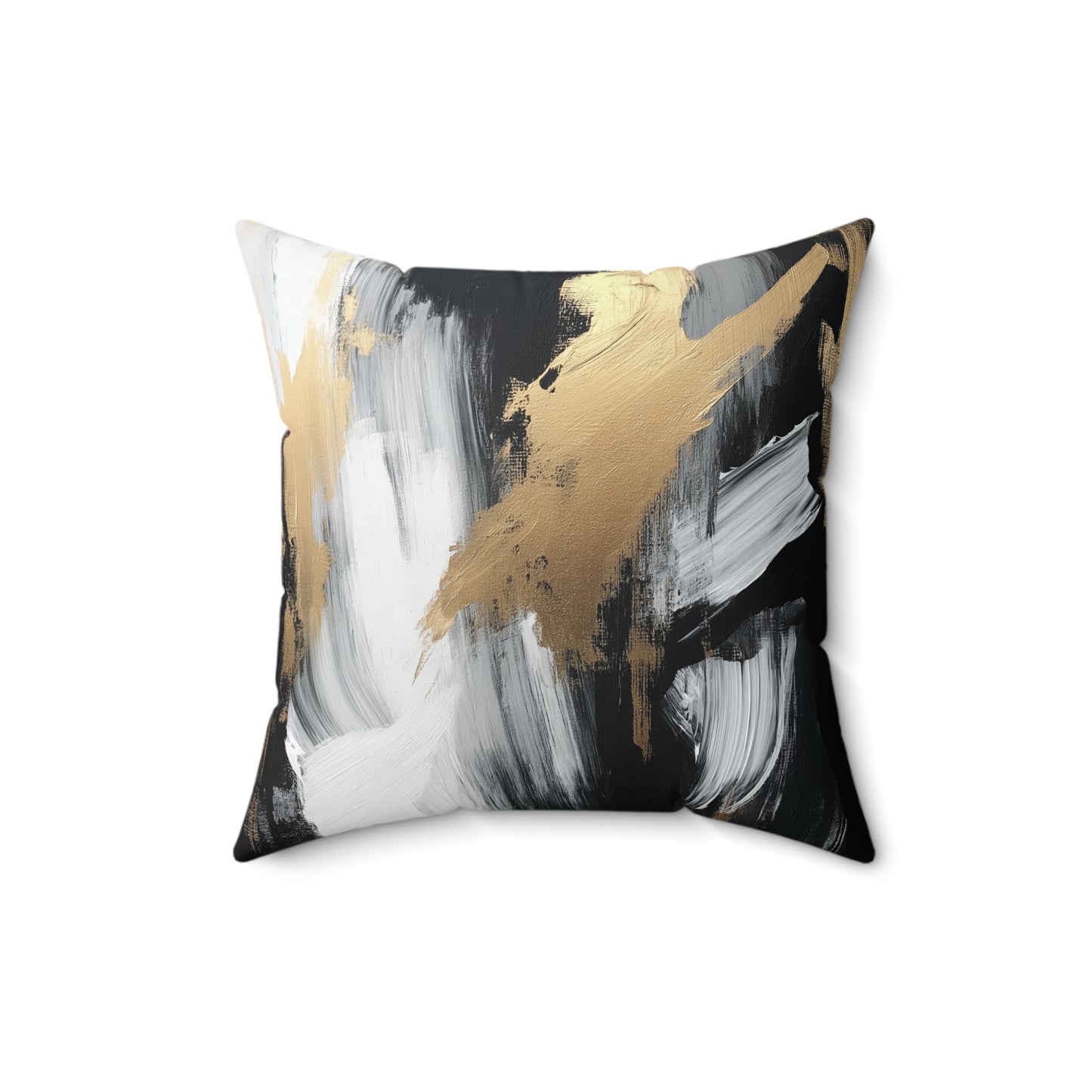 Chic Abstract Throw Pillow – Black, White & Gold Modern Accent Cushion