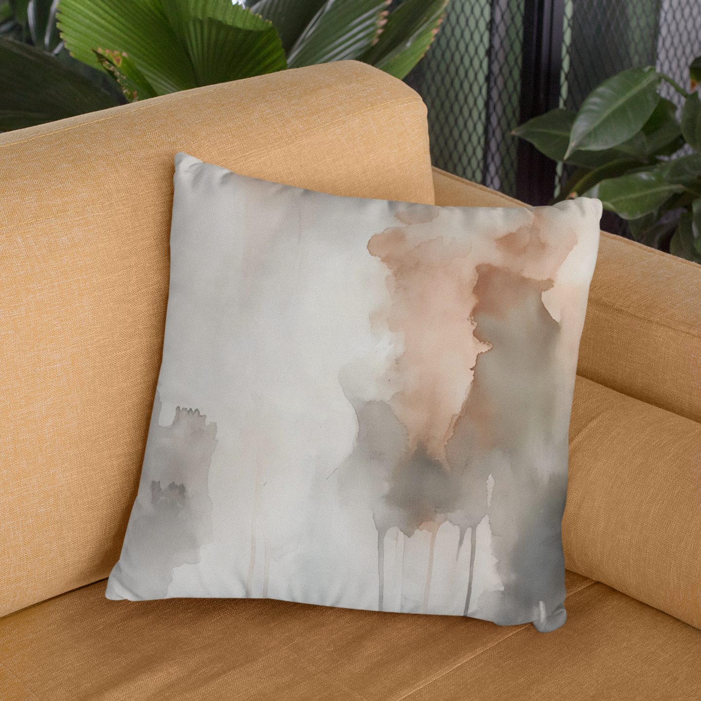 Artistic Abstract Throw Pillow – Soft Square Accent Cushion for Modern Home