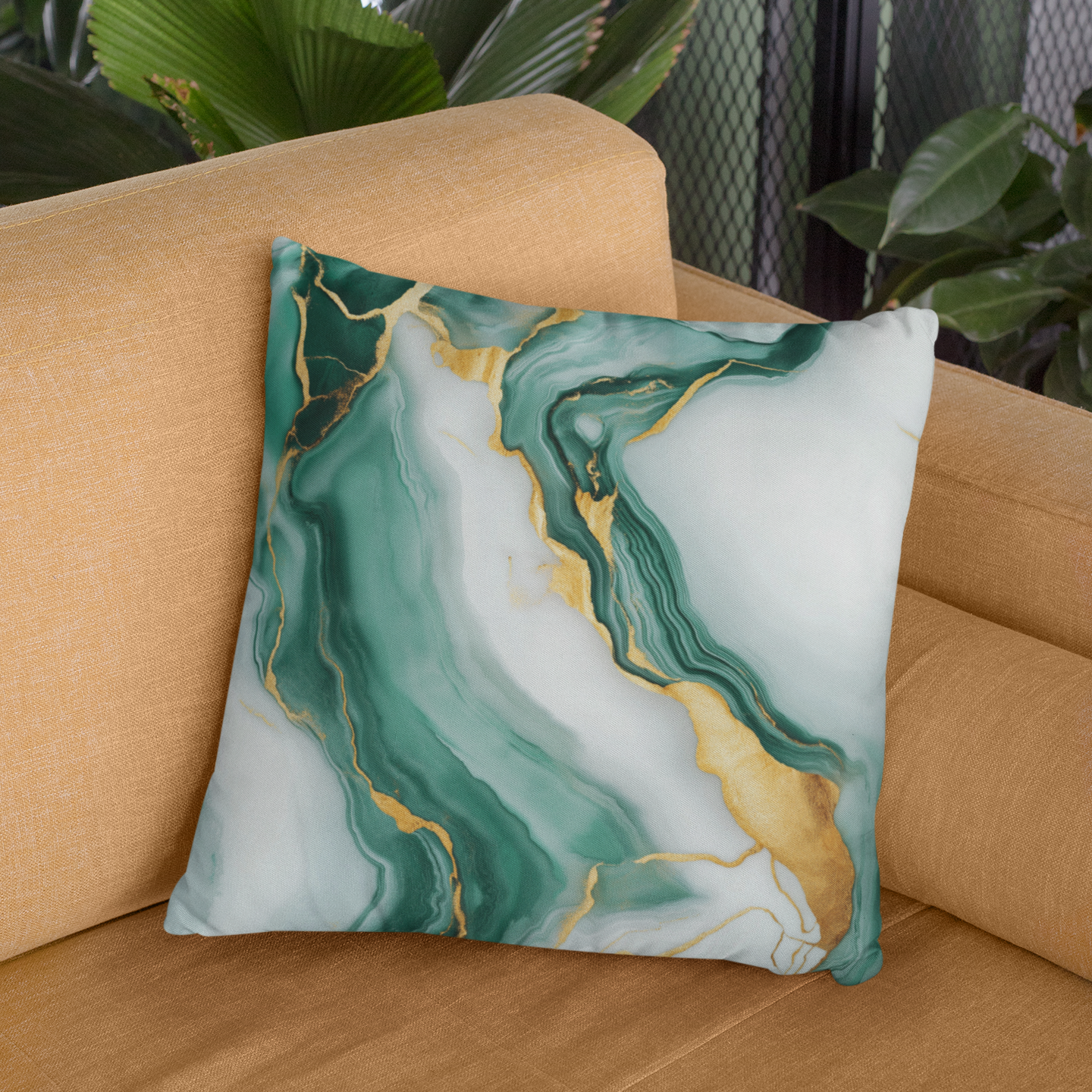 Marble Print Throw Pillow – Luxury Accented Cushion for Sofa or Bed