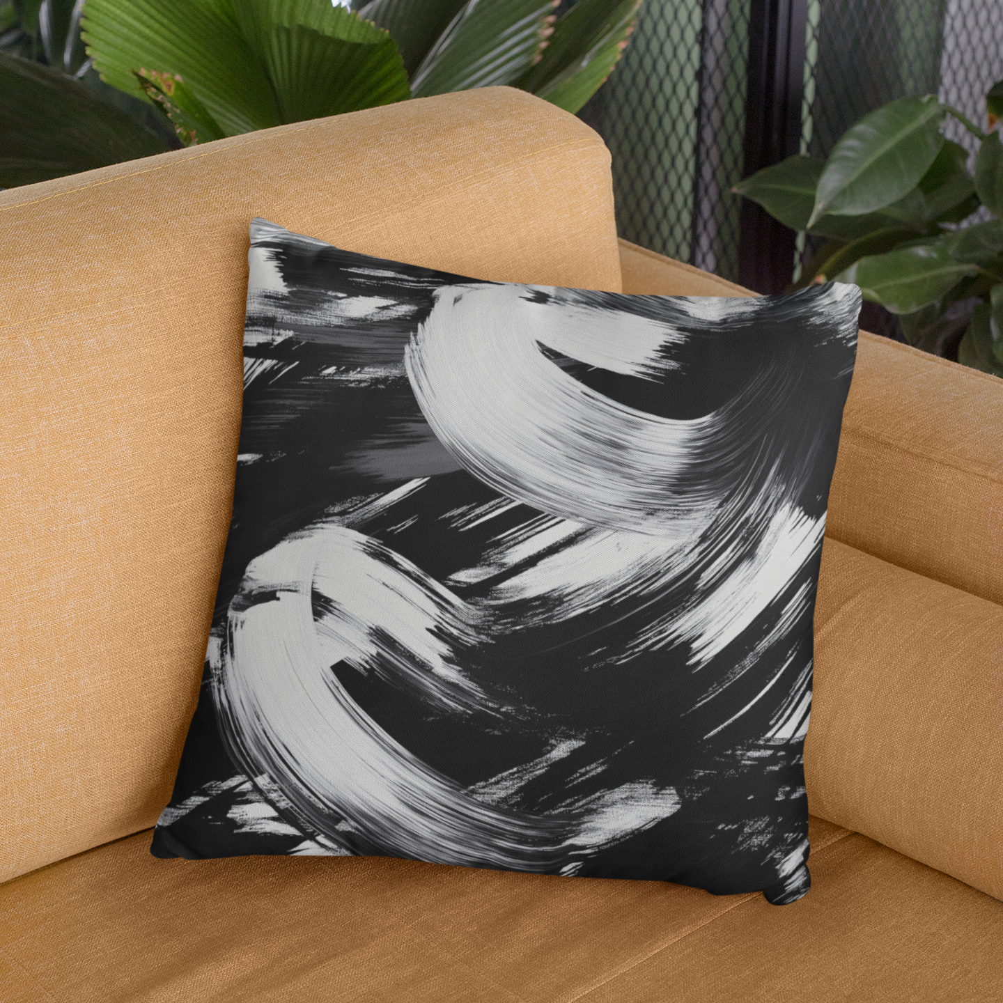 Artistic Black and White Sofa Pillow, Modern Home Decor, Minimalist Cushion, Stylish Interior Accent, Gift Idea for Housewarming