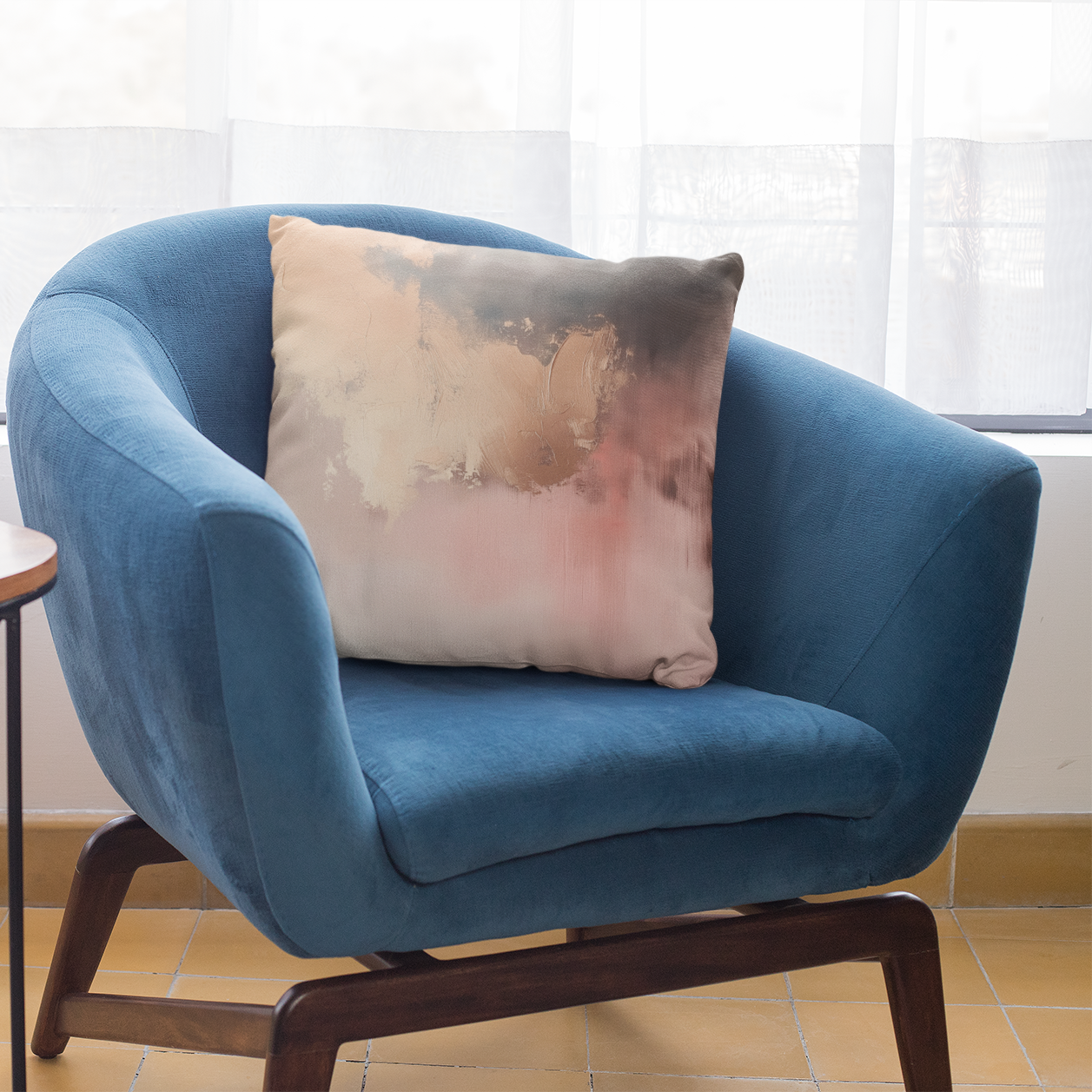 Abstract Blush Decorative Throw Pillow – Boho Style Accent Cushion