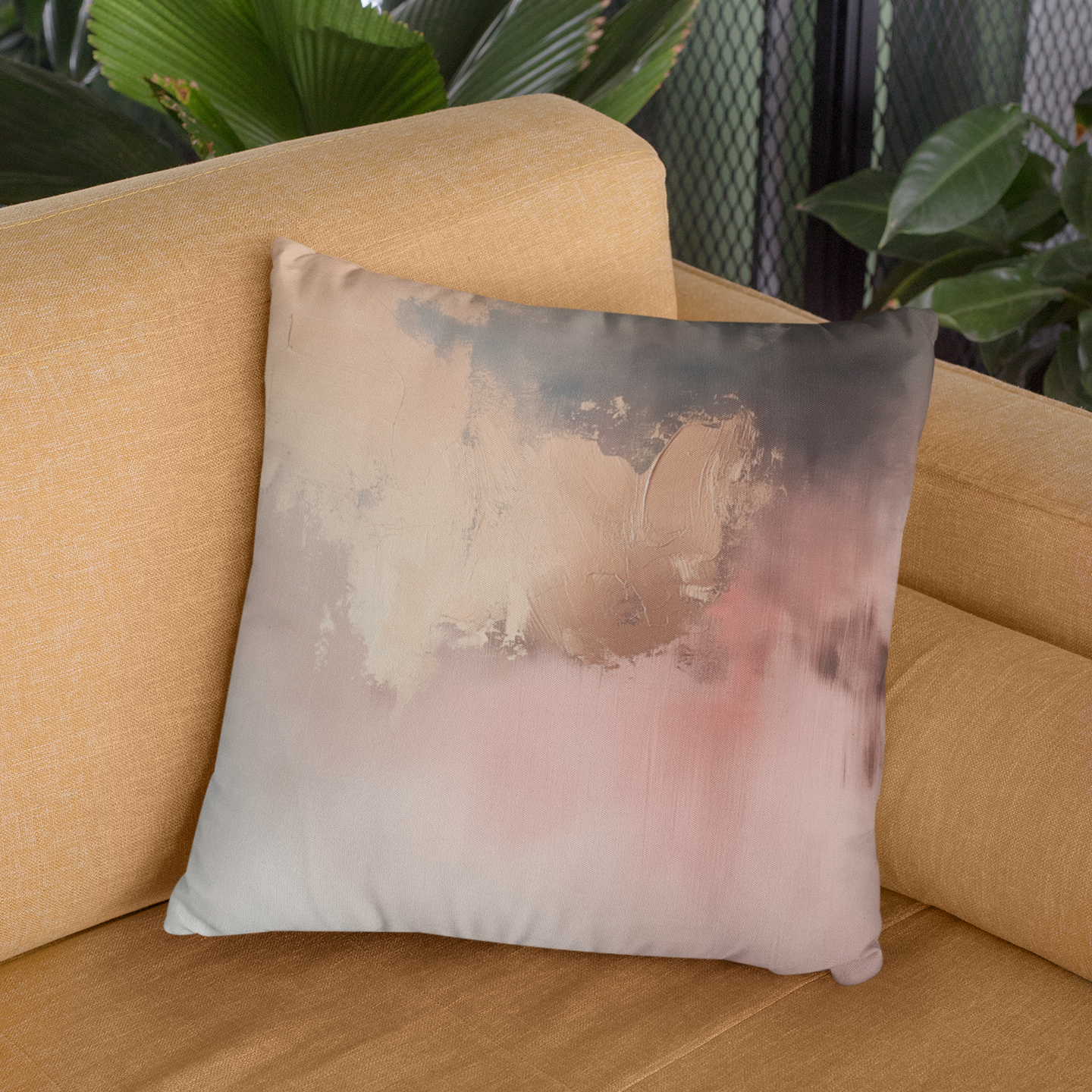 Abstract Blush Decorative Throw Pillow – Boho Style Accent Cushion