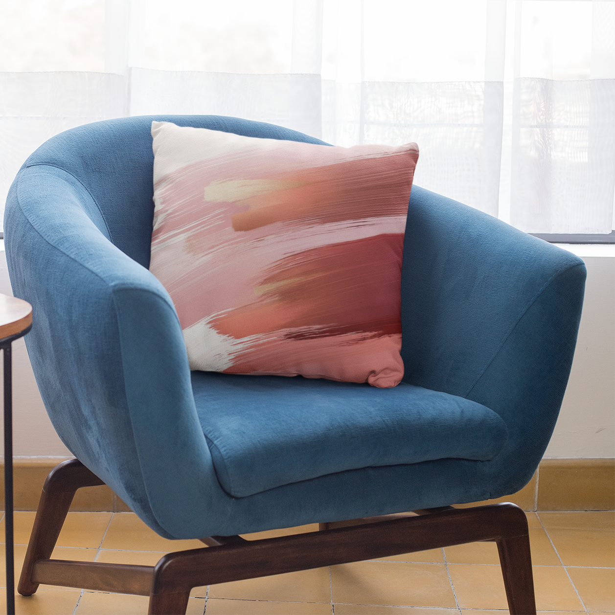 Blush Abstract Art Throw Pillow – Soft Pink Modern Accent Cushion