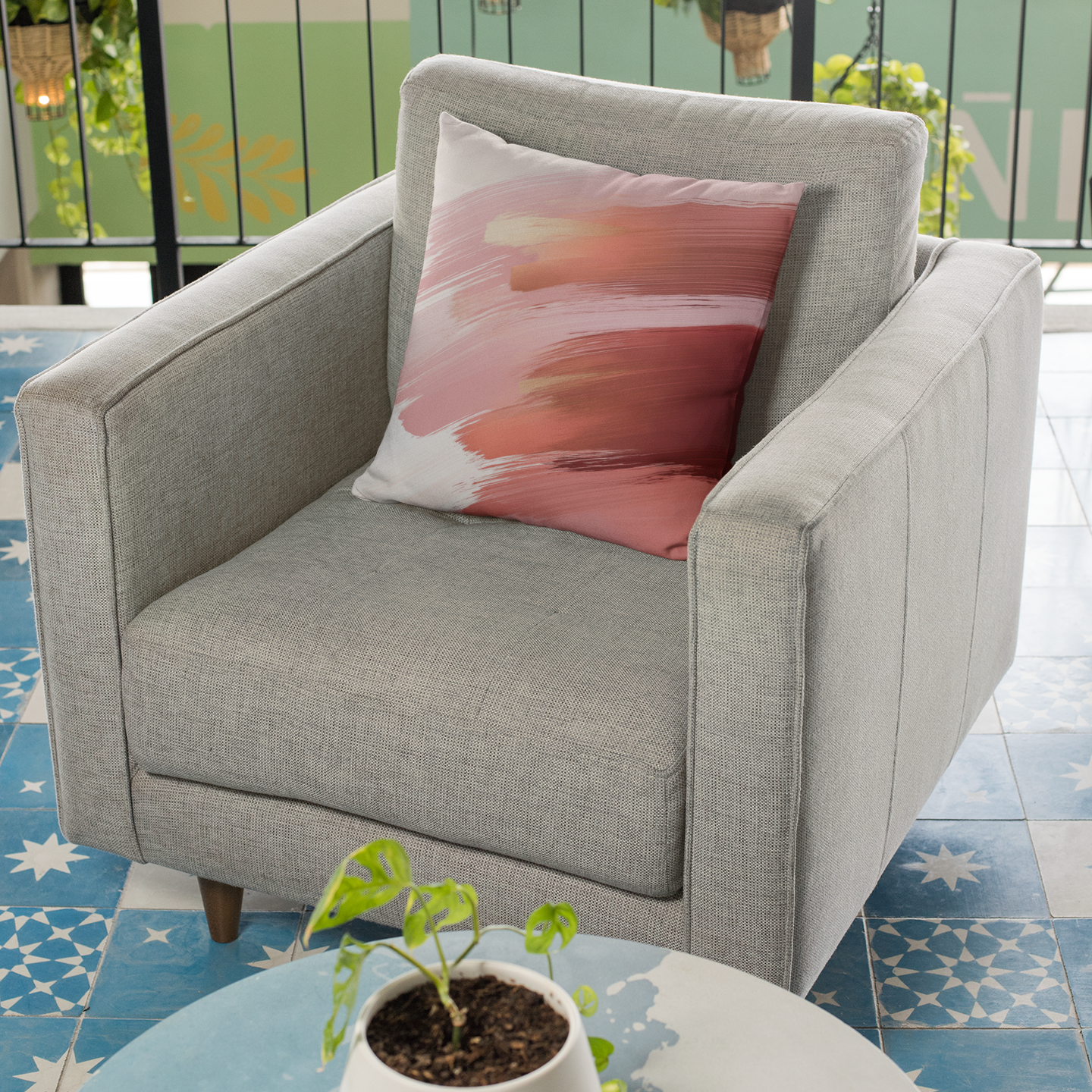 Blush Abstract Art Throw Pillow – Soft Pink Modern Accent Cushion