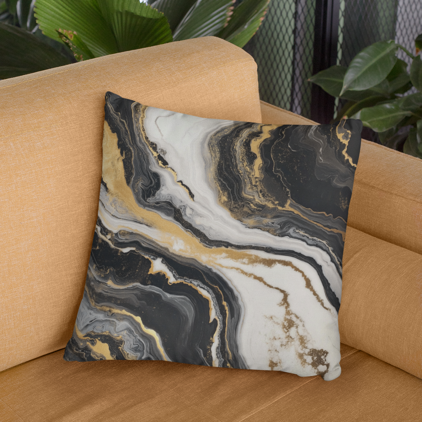 Elegant Marble Print Pillow, Decorative Throw Cushion, Modern Home Decor, Sofa Pillow Cover, Unique Gift for Her