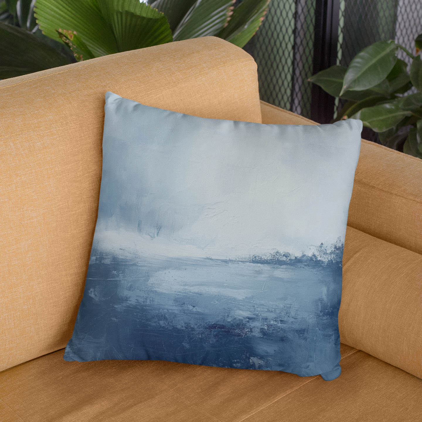 Serene Coastal Abstract Pillow, Decorative Throw Pillow, Living Room Accent, Home Decor, Gift for Ocean Lovers, Modern Art Cushion